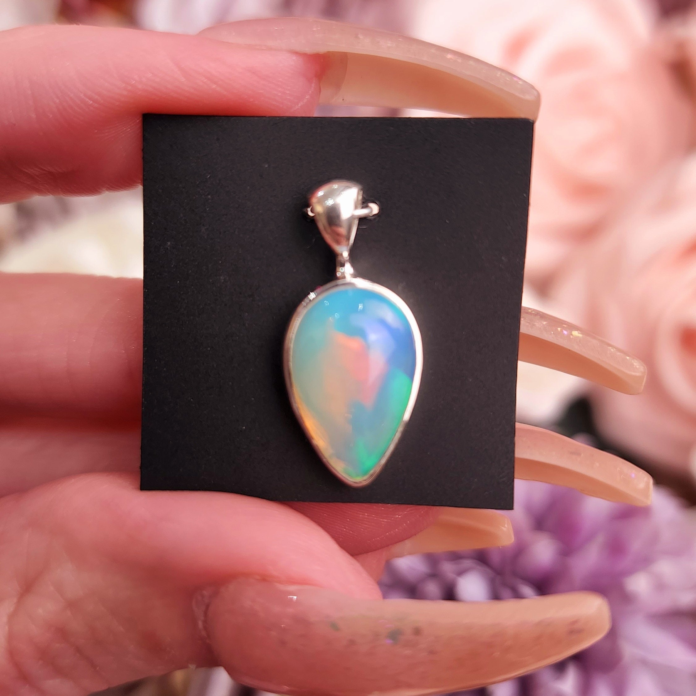 Ethiopian Opal .925 Silver Pendant (111D) for Creativity, Joy and Self Discovery