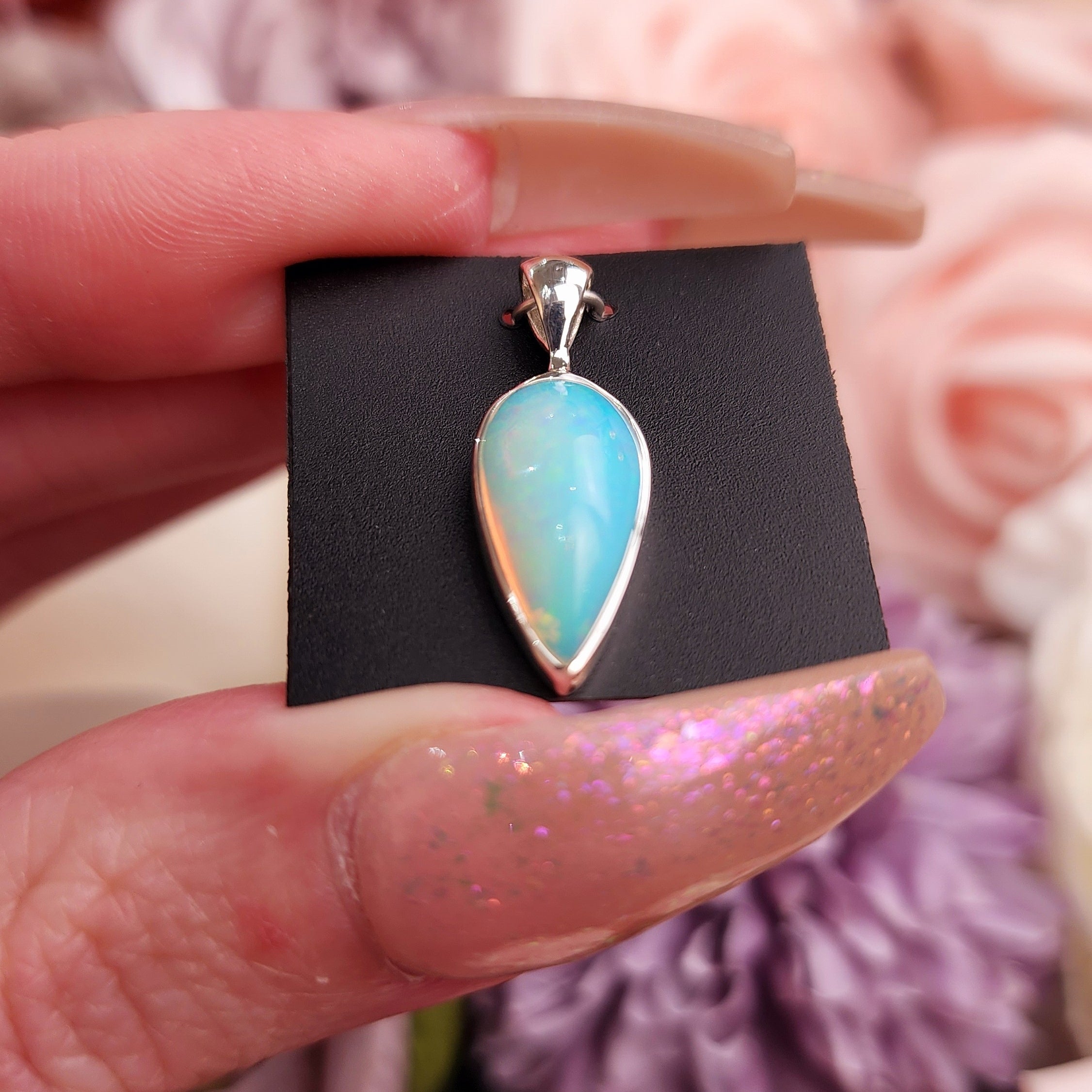 Ethiopian Opal .925 Silver Pendant (111A) for Creativity, Joy and Self Discovery