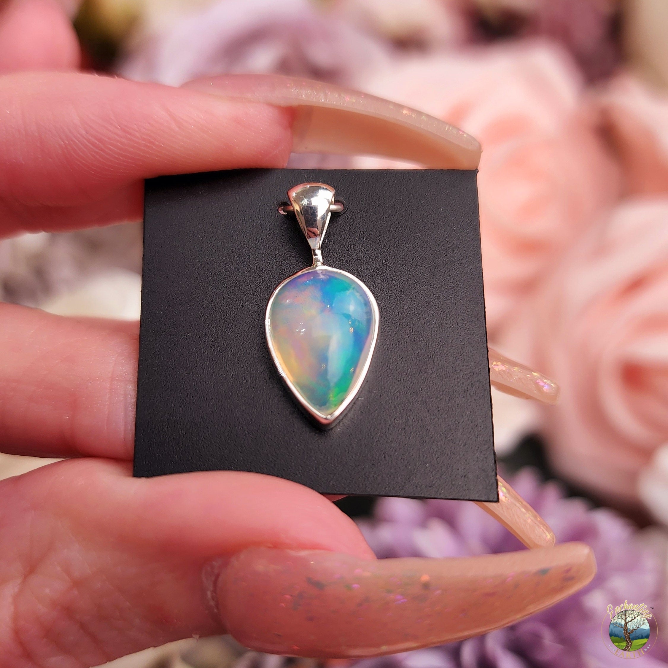 Ethiopian Opal .925 Silver Pendant (111B) for Creativity, Joy and Self Discovery