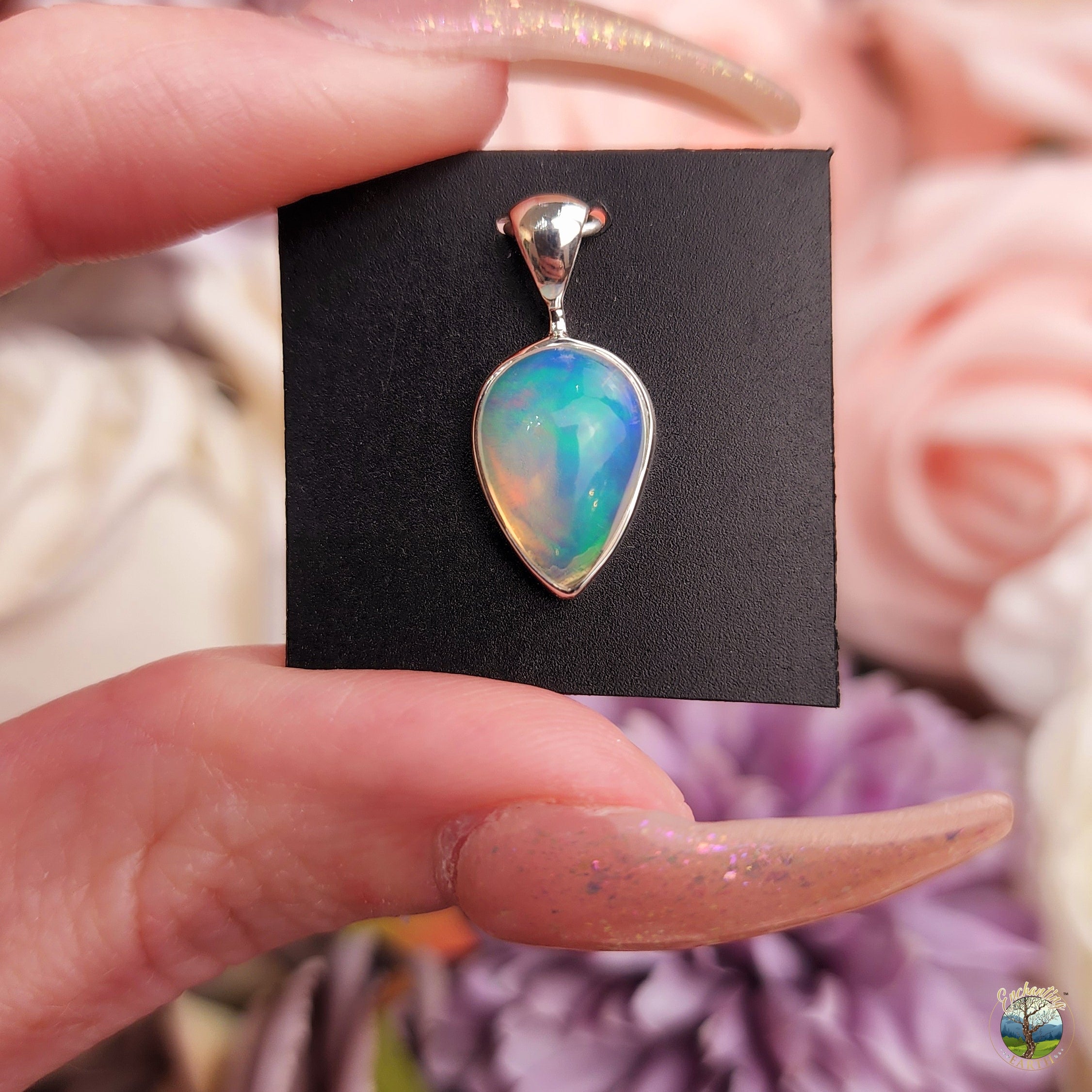 Ethiopian Opal .925 Silver Pendant (111B) for Creativity, Joy and Self Discovery