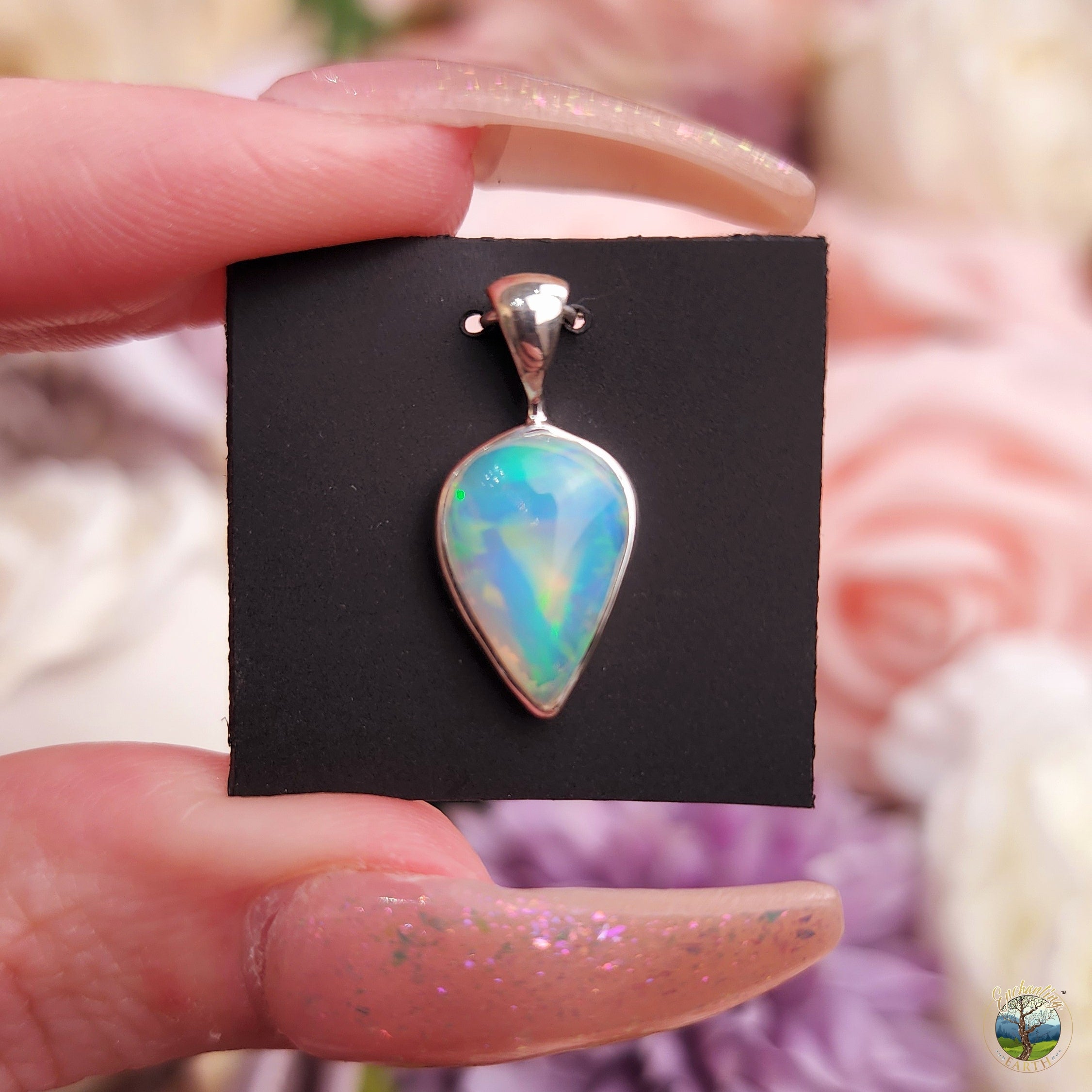 Ethiopian Opal .925 Silver Pendant (111C) for Creativity, Joy and Self Discovery