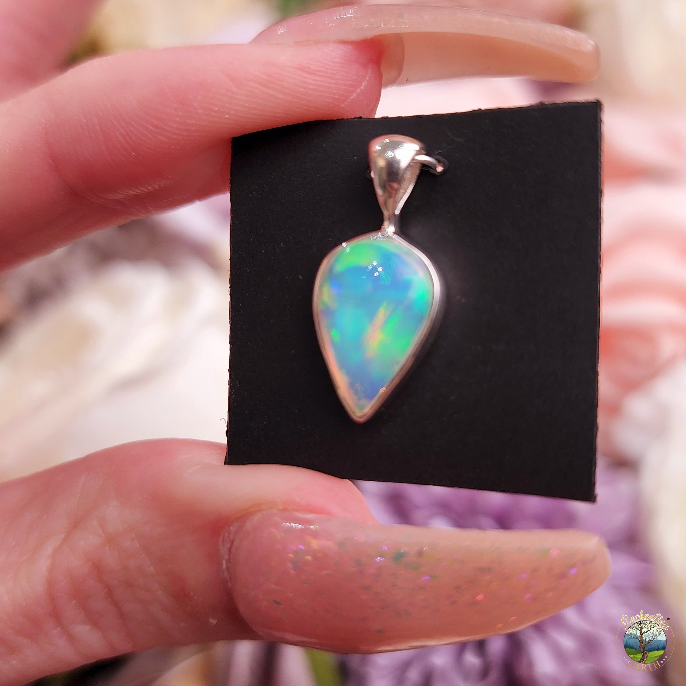 Ethiopian Opal .925 Silver Pendant (111C) for Creativity, Joy and Self Discovery