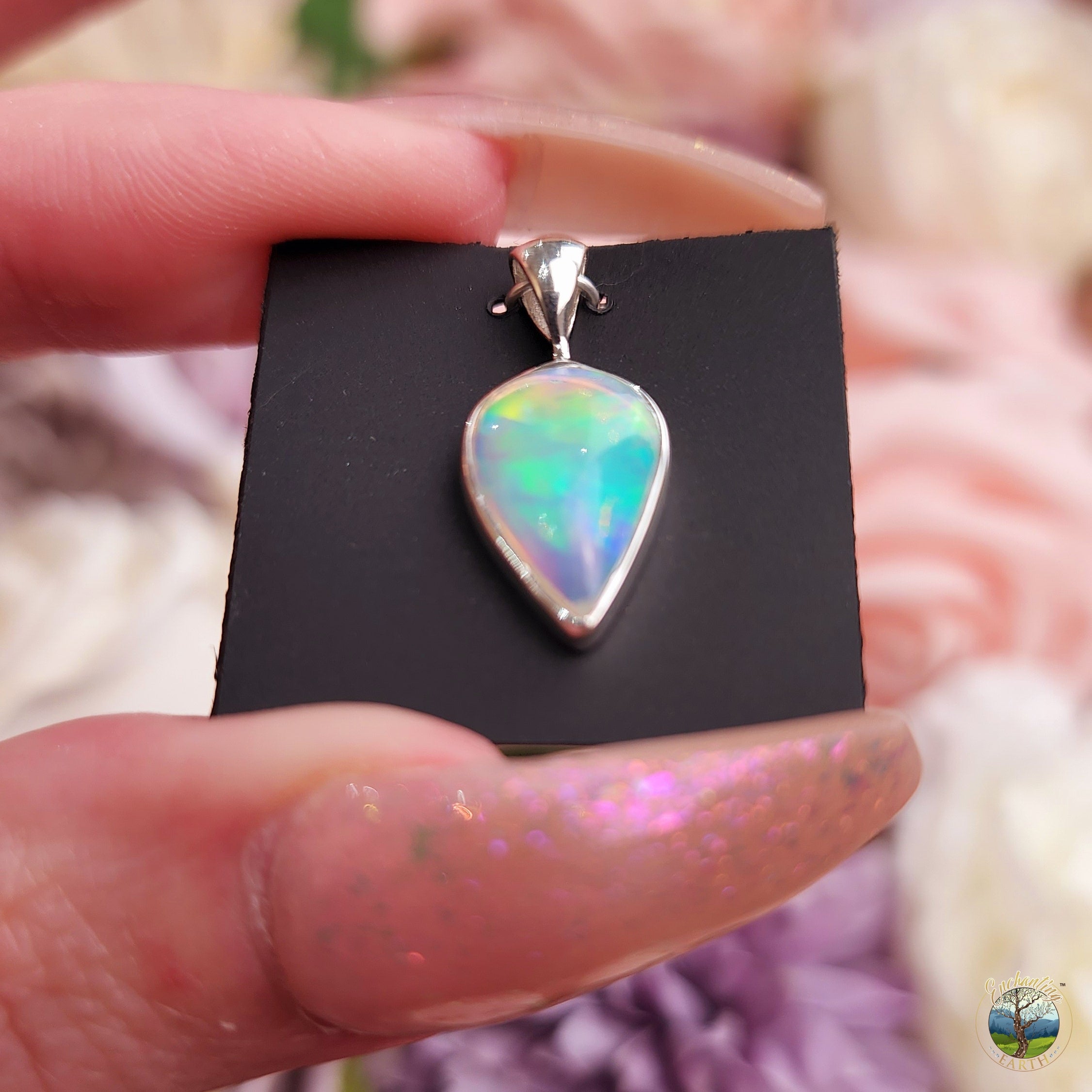 Ethiopian Opal .925 Silver Pendant (111C) for Creativity, Joy and Self Discovery