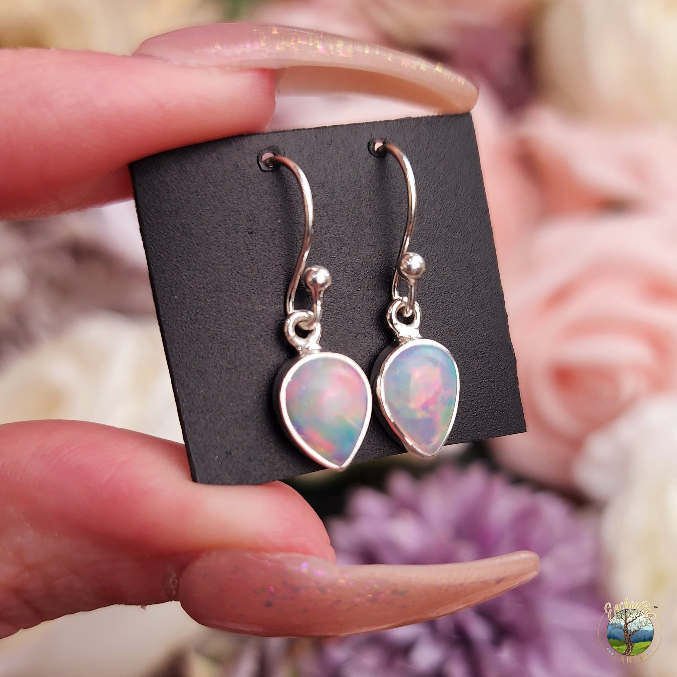 Ethiopian Opal .925 Silver Earrings (99A) for Creativity, Joy and Self Discovery