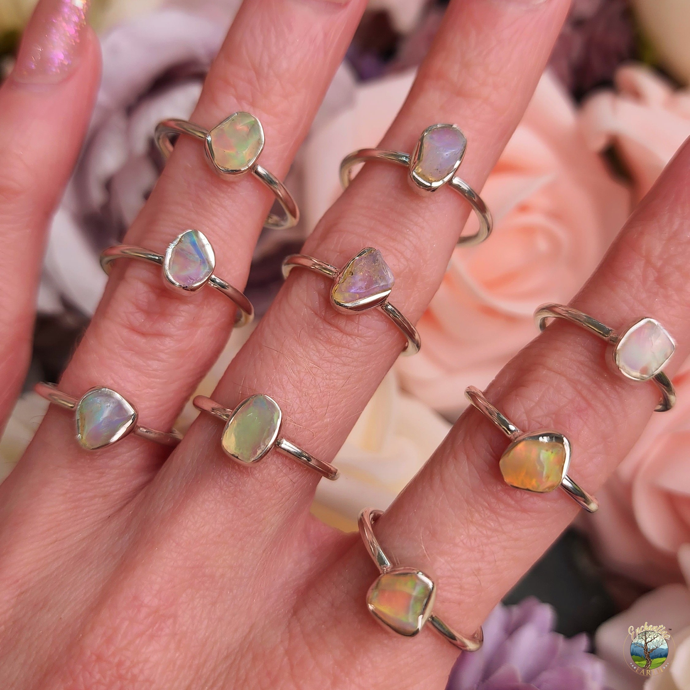 Ethiopian Opal Raw Dainty Ring .925 Silver for Creativity, Joy and Pursuing your Dreams