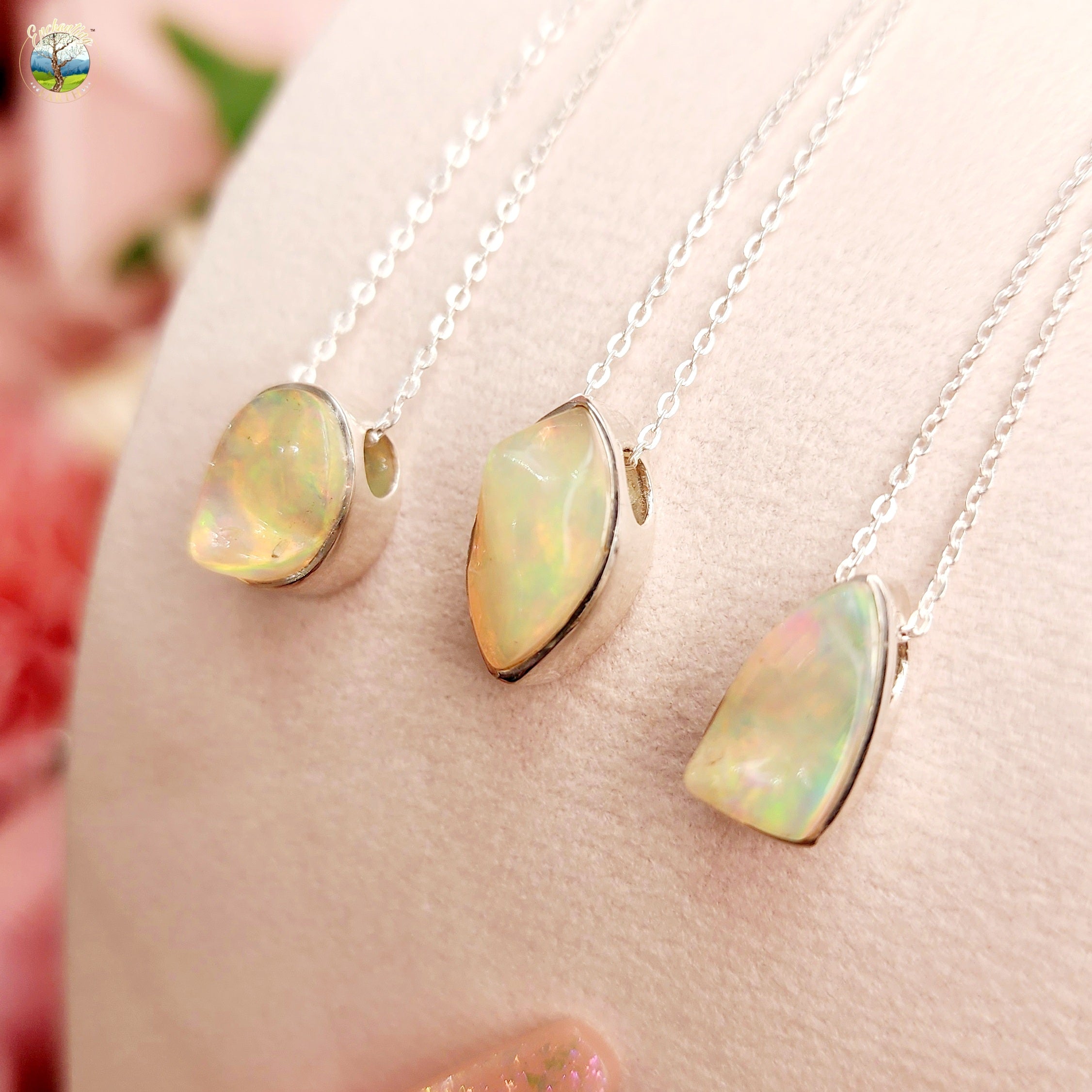 Ethiopian Opal Raw Necklace .925 Silver for Creativity, Joy and Self Discovery