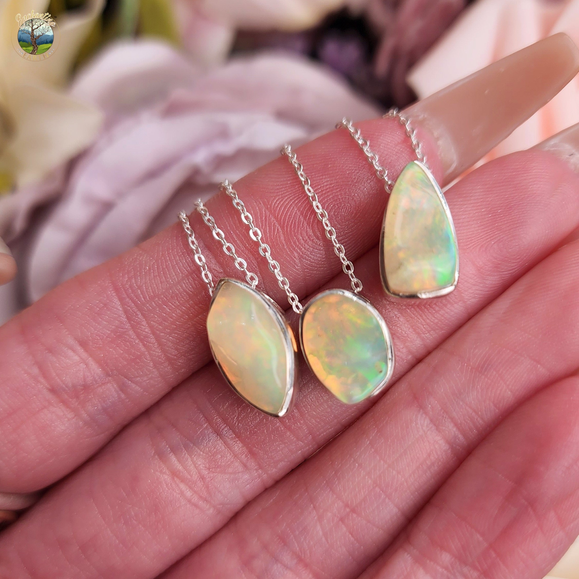 Ethiopian Opal Raw Necklace .925 Silver for Creativity, Joy and Self Discovery