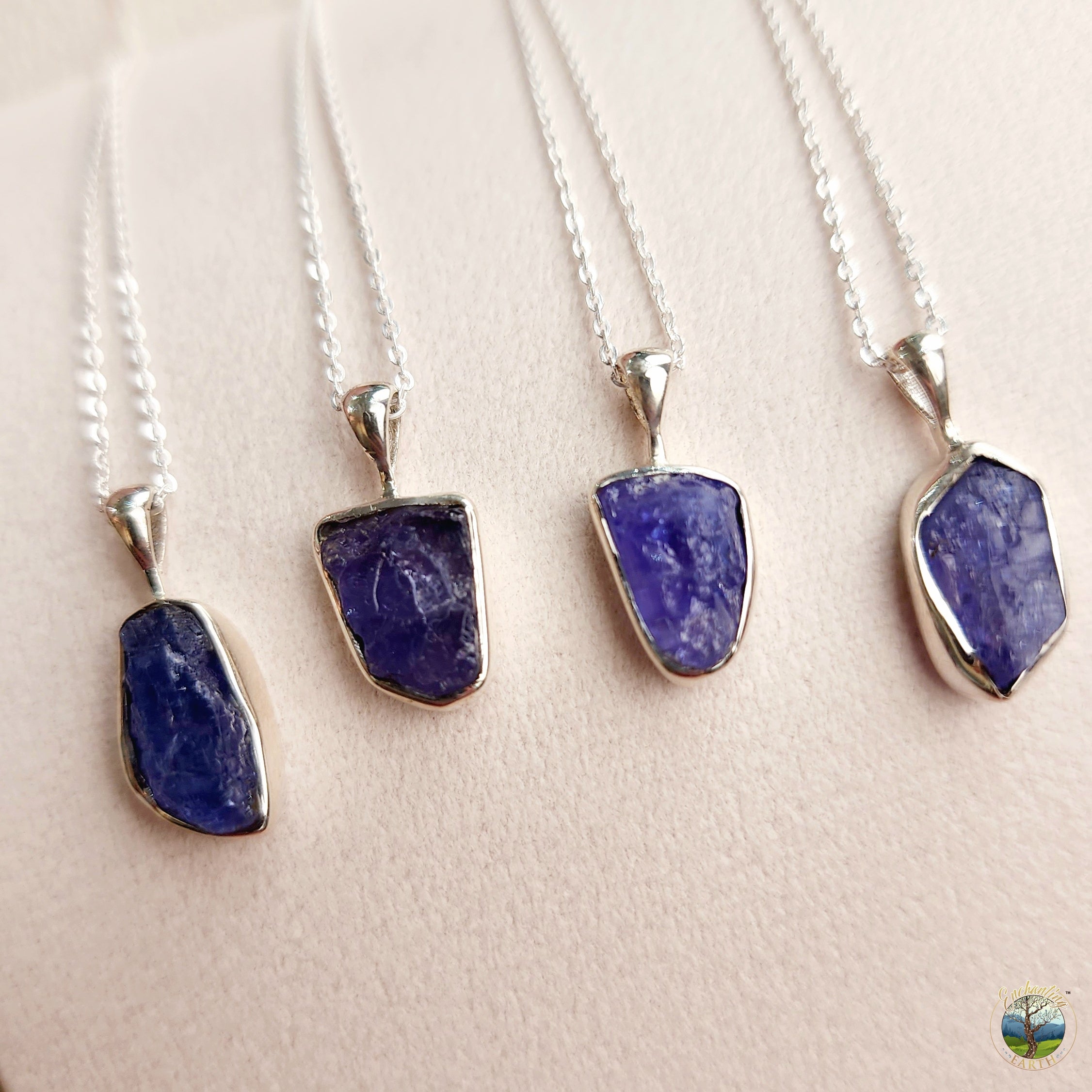 Tanzanite Raw Necklace .925 Silver for Calming the Mind and Receiving Guidance