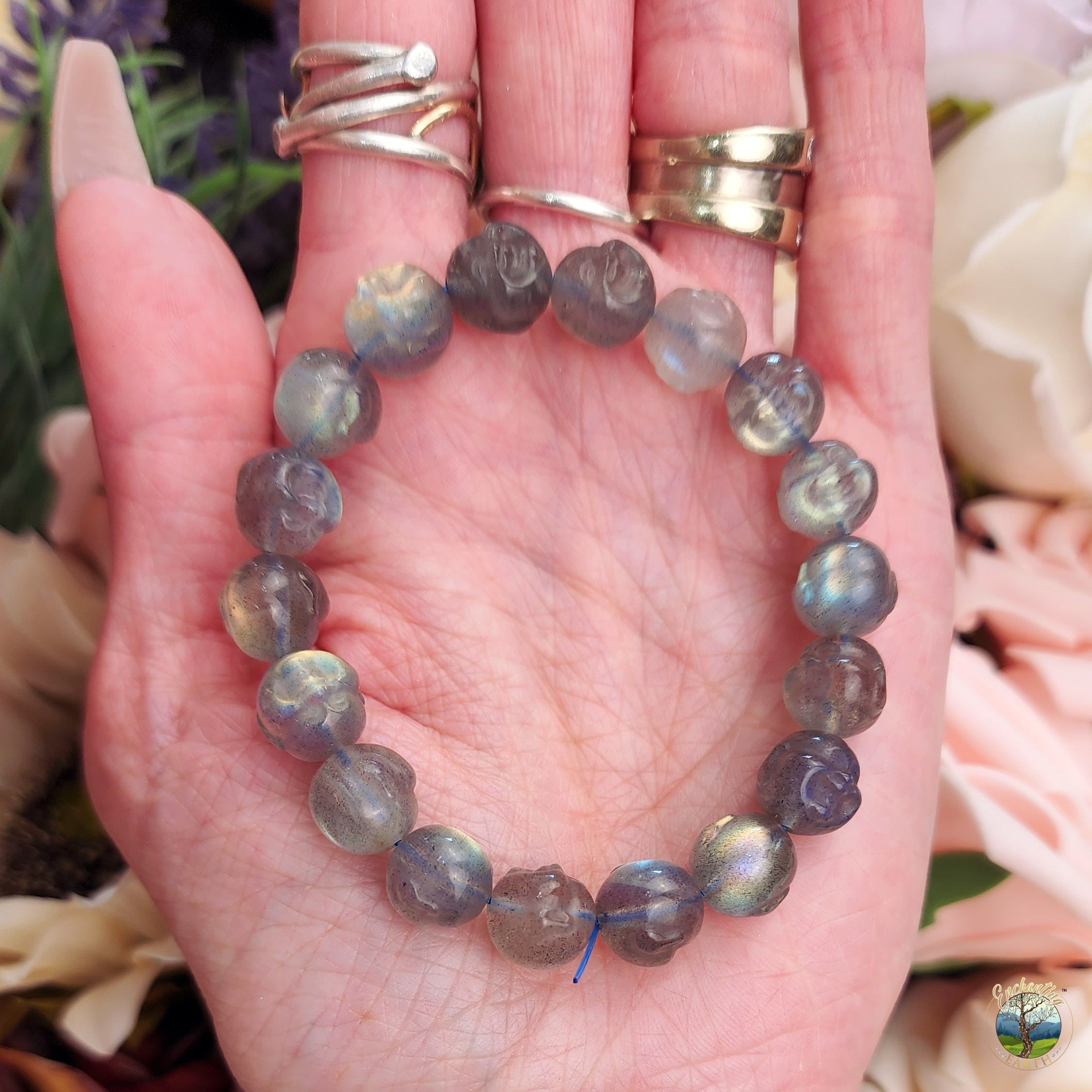 Labradorite Buddha Bracelet (AAA Grade) for Intuition and Transformation