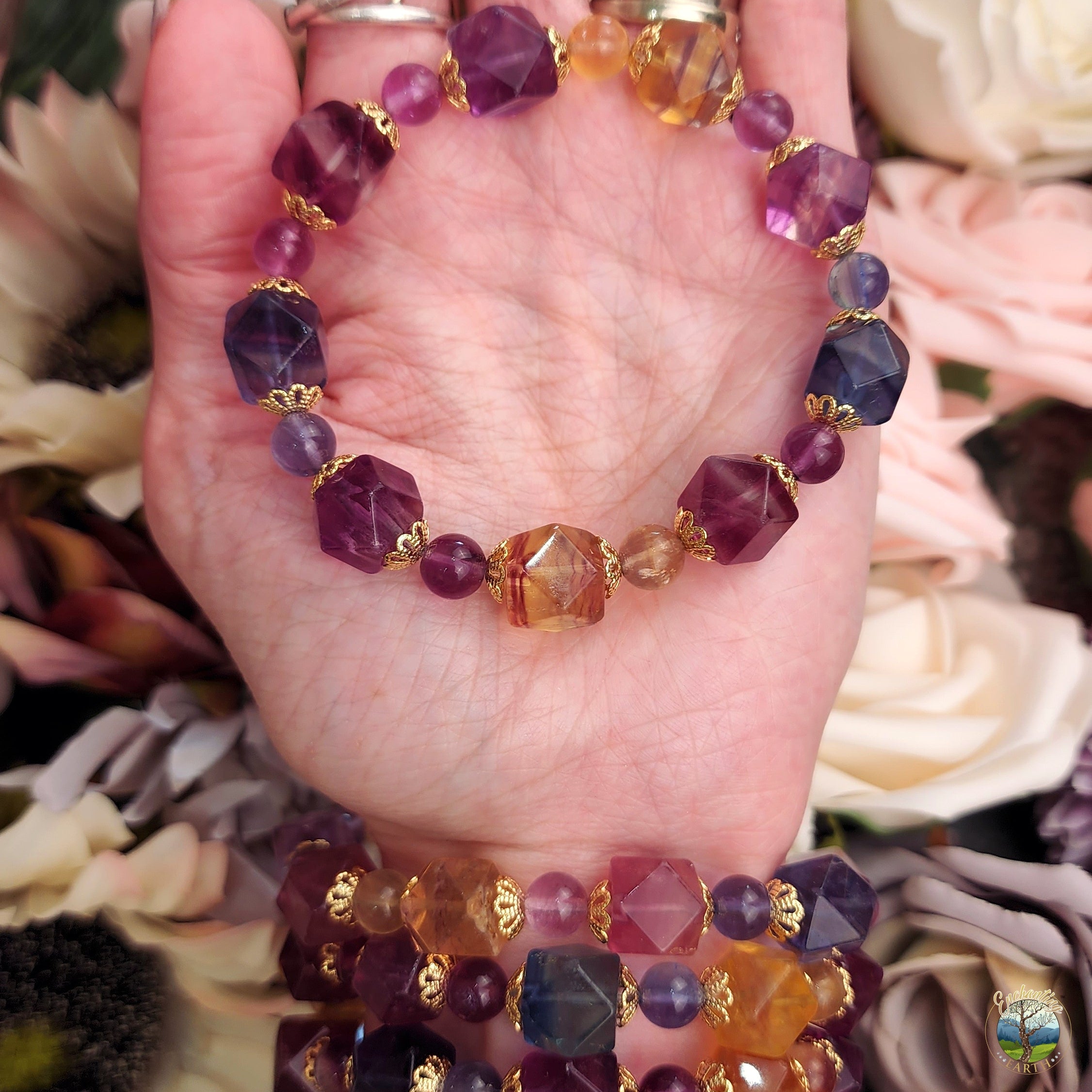 Fluorite Dodecahedron Bracelet for Focus, Learning and Mental Clarity