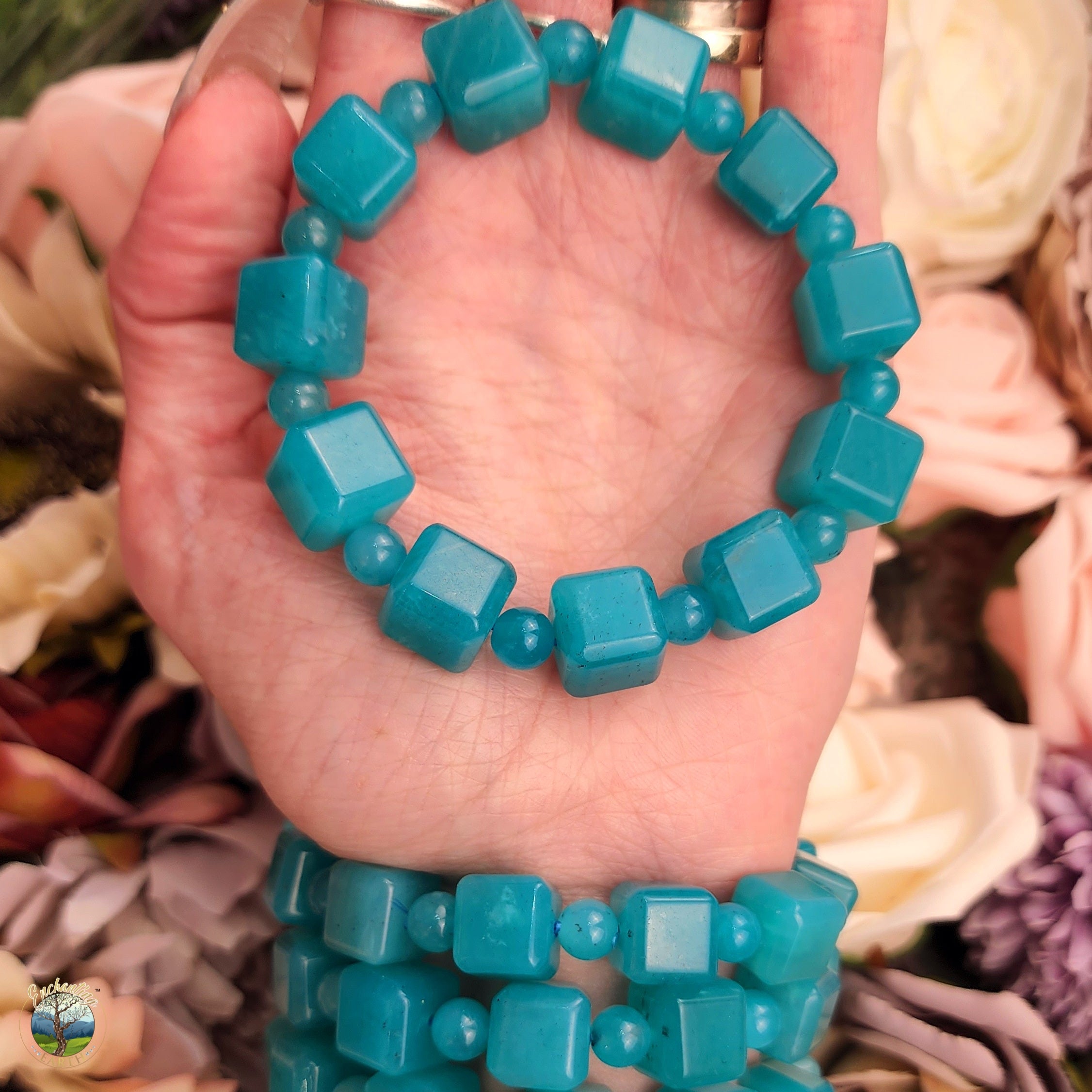 Amazonite Cube Bracelet (Gemmy, High Quality) for Speaking Your Truth