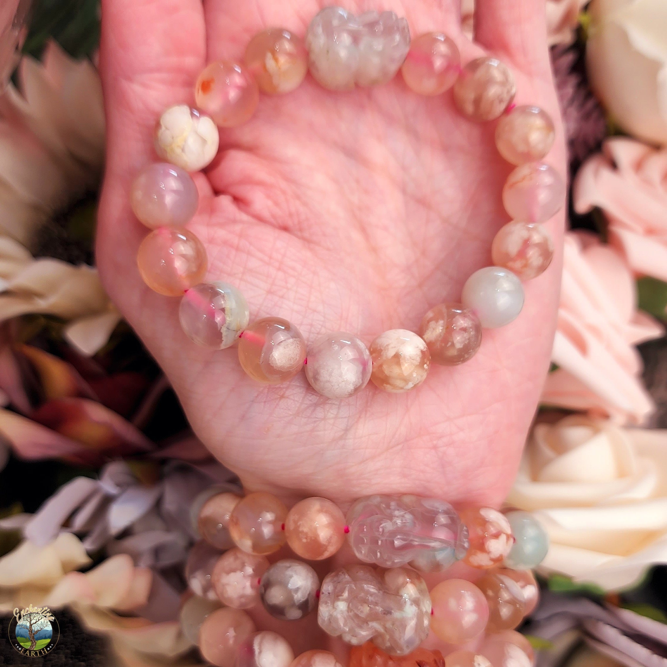 Flower Agate Pixiu Bracelet for Blossoming into your Full Potential