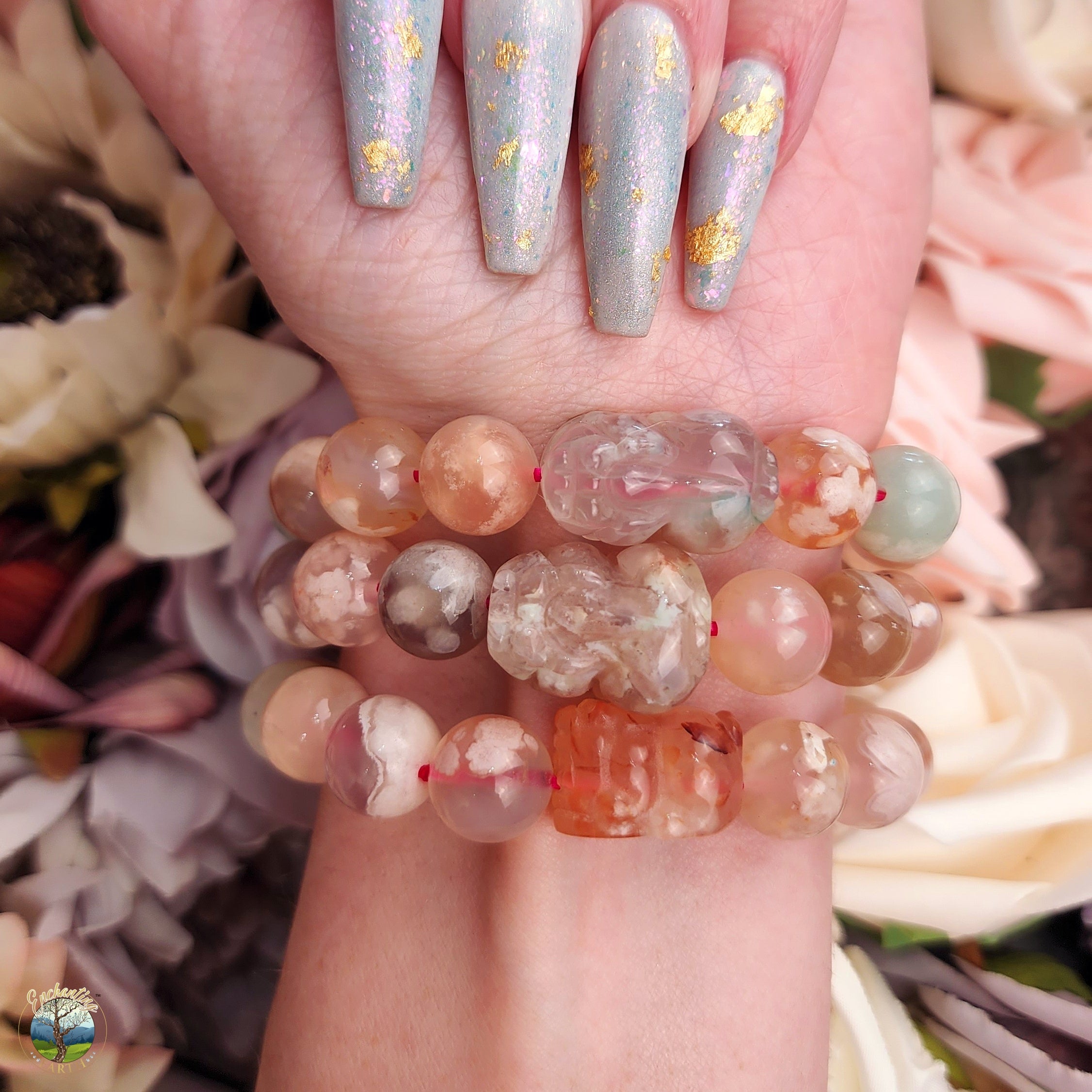 Flower Agate Pixiu Bracelet for Blossoming into your Full Potential