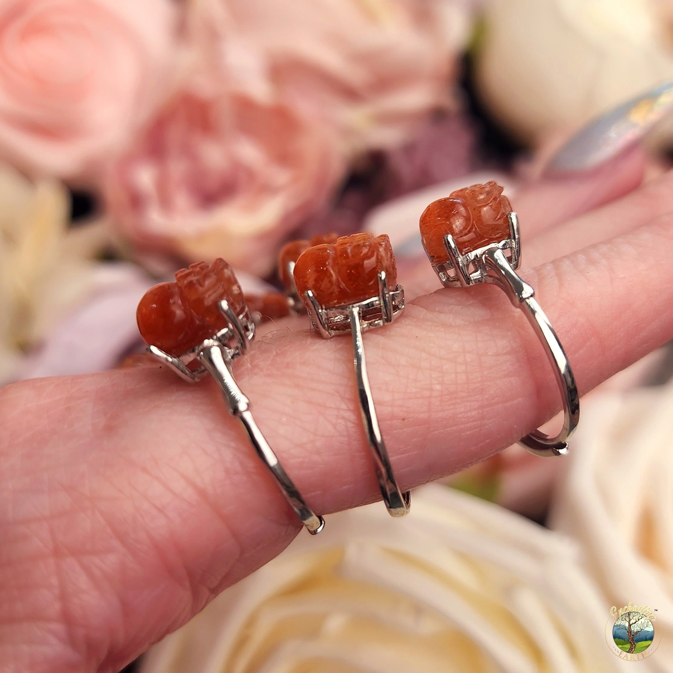Sunstone Pixiu Adjustable Ring .925 Silver for Confidence and Good Luck