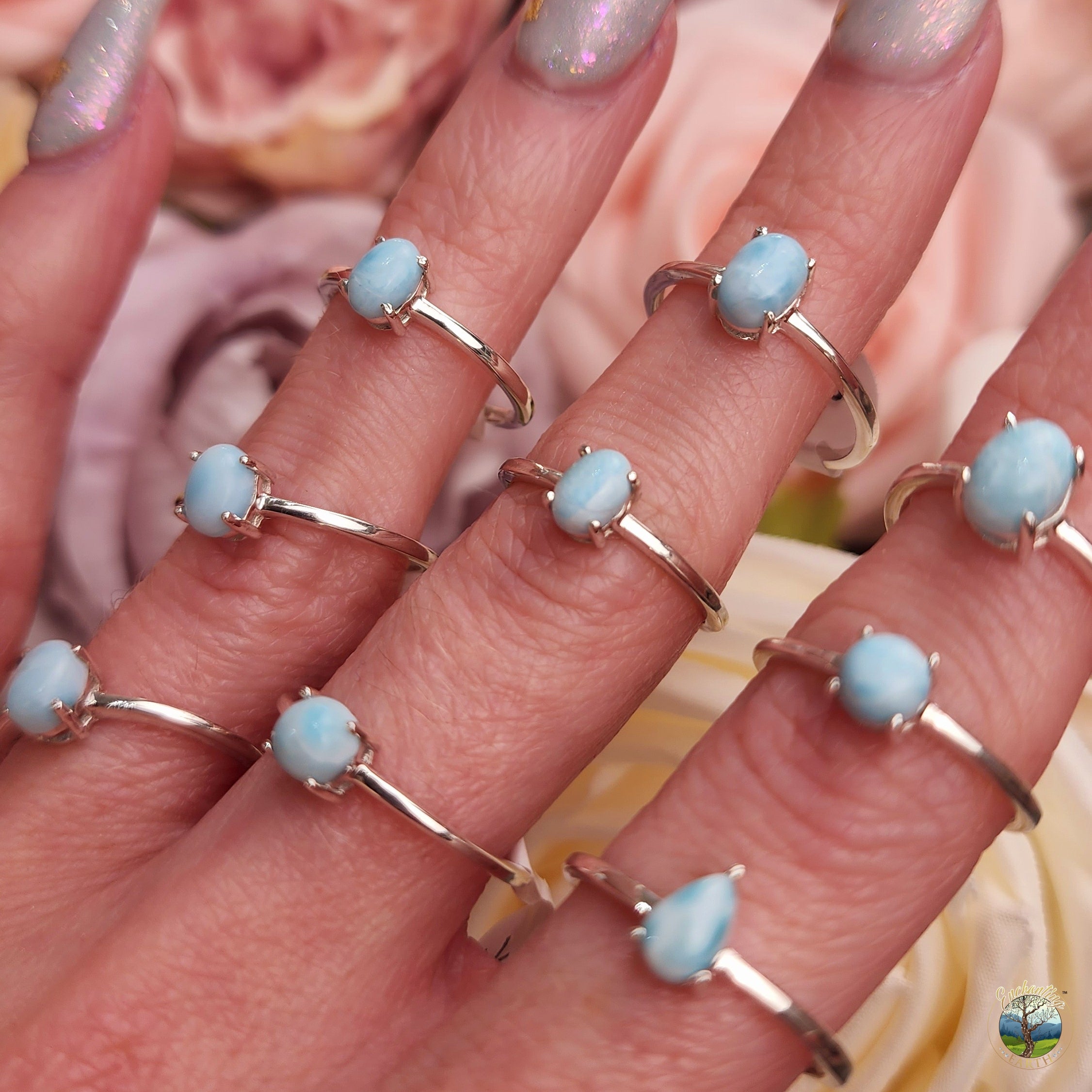 Larimar Dainty Ring .925 Silver for Peace and Tranquility