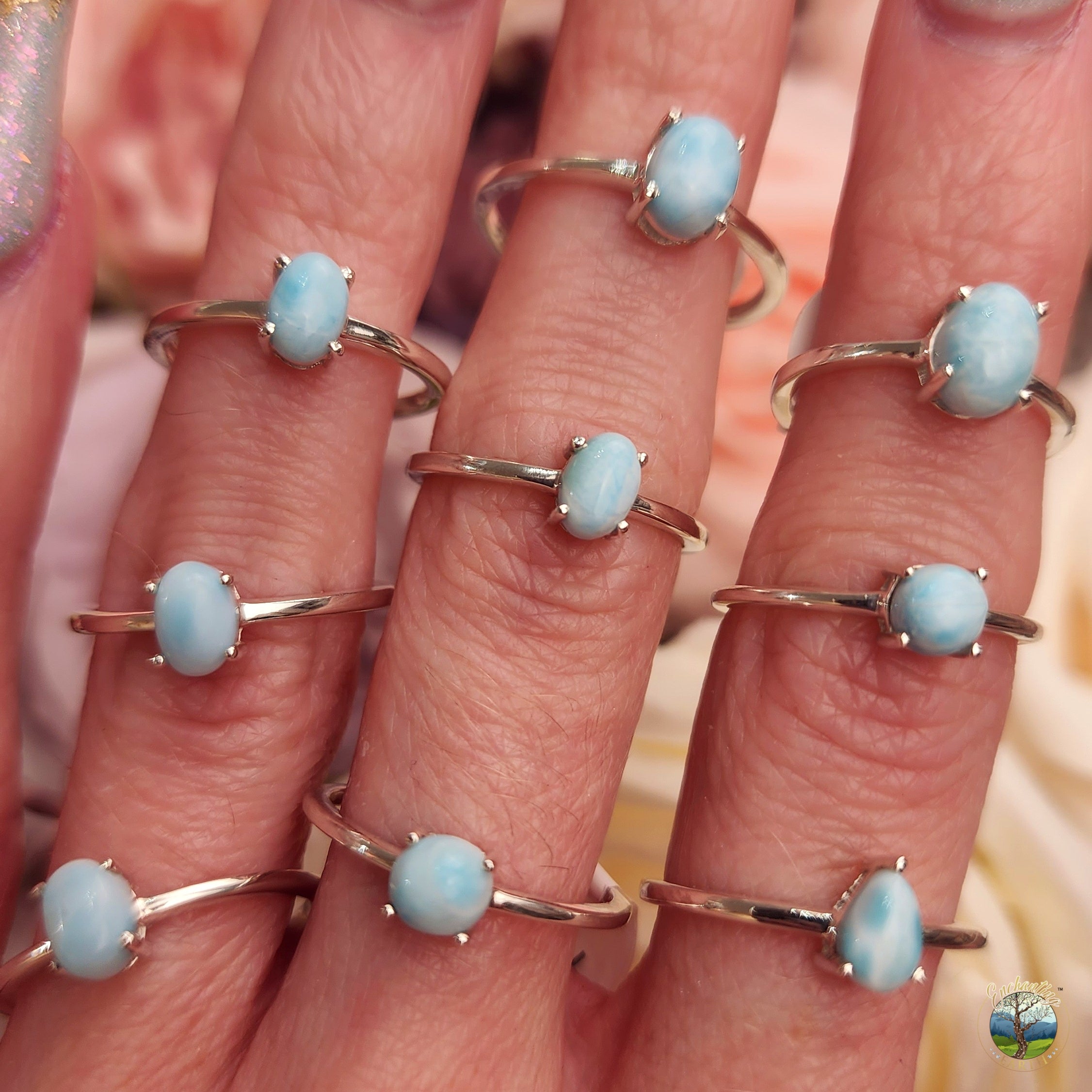 Larimar Dainty Ring .925 Silver for Peace and Tranquility