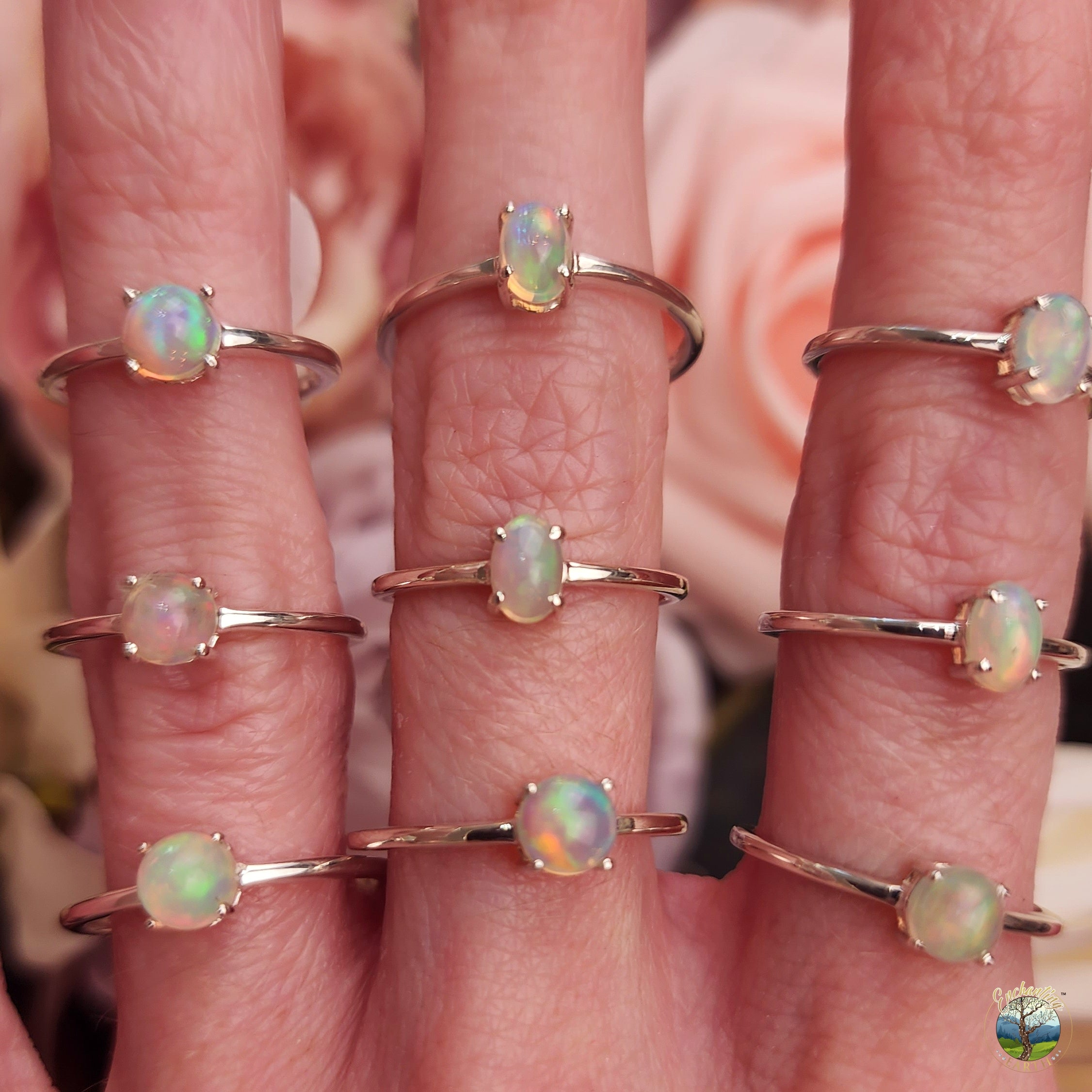 Ethiopian Opal Dainty Ring with Prong .925 Silver for Creativity, Joy and Pursuing your Dreams