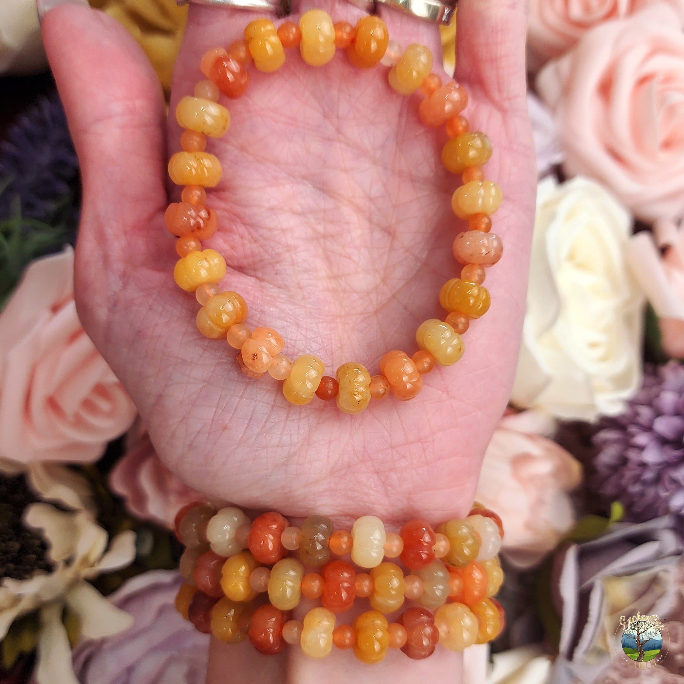 Yellow Aventurine Pumpkin Bracelet for Self Worth and Overcoming Grief