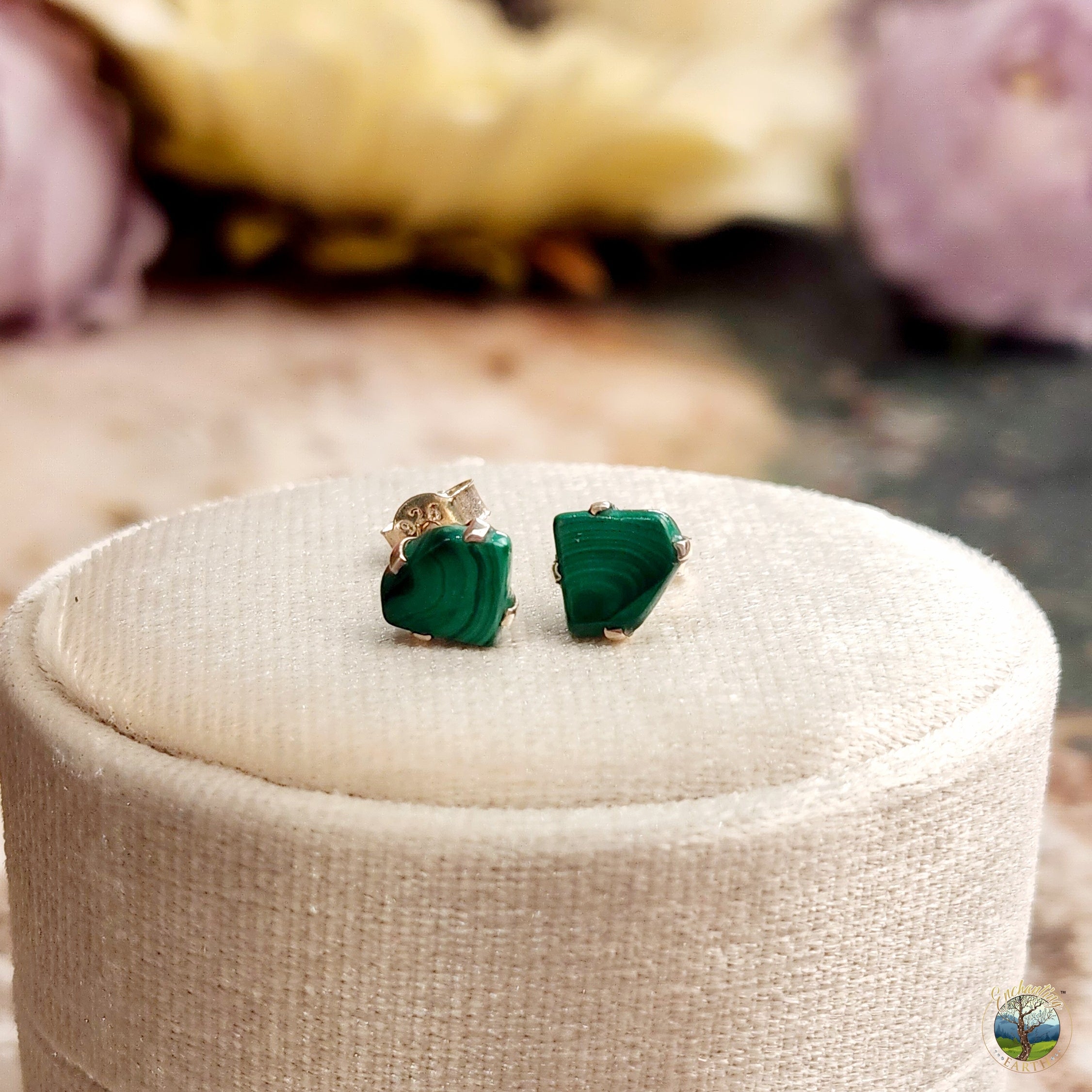 Malachite Studs .925 Silver for Power and Transformation