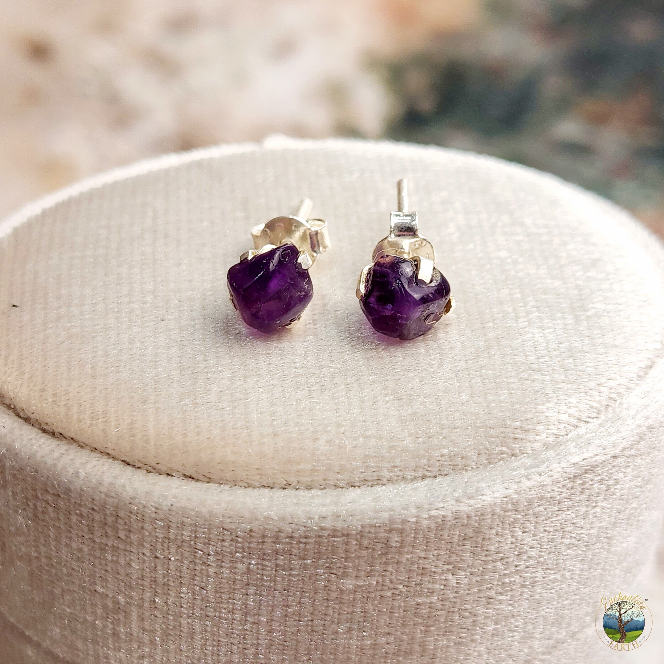 Amethyst Studs .925 Silver for Intuition and Divine Connection