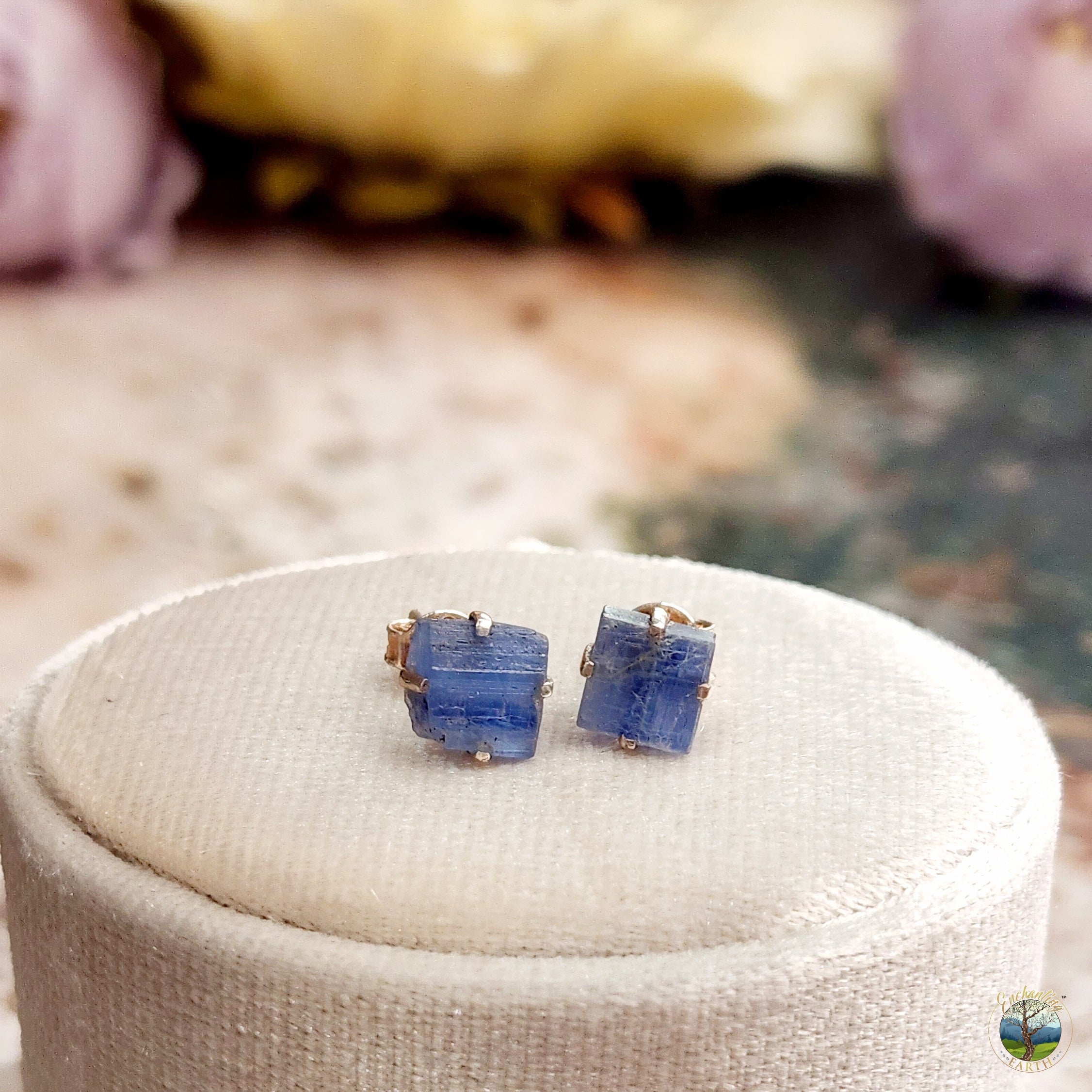 Kyanite Raw Studs .925 Silver for Cleansing Energy and Releasing Addictions