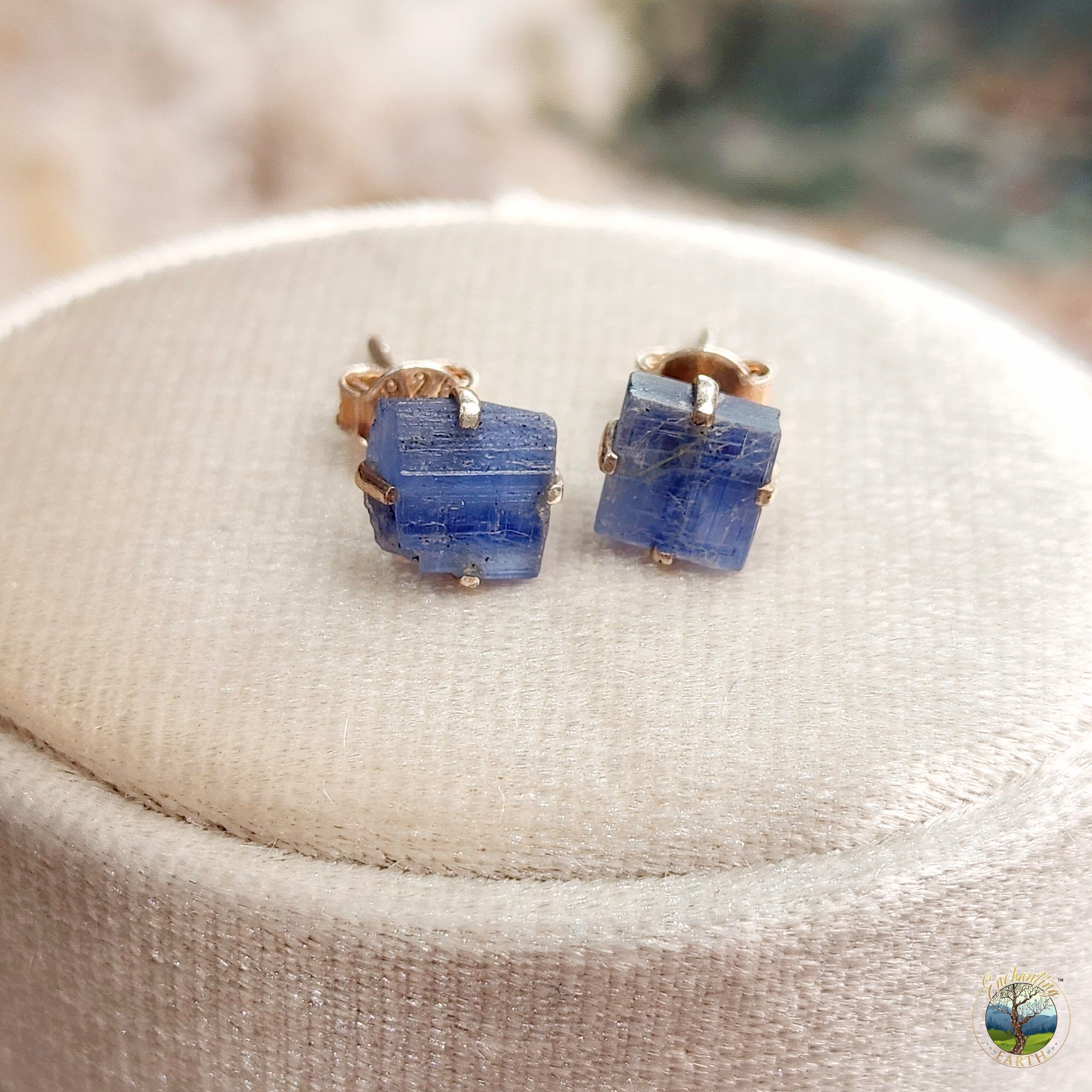 Kyanite Raw Studs .925 Silver for Cleansing Energy and Releasing Addictions
