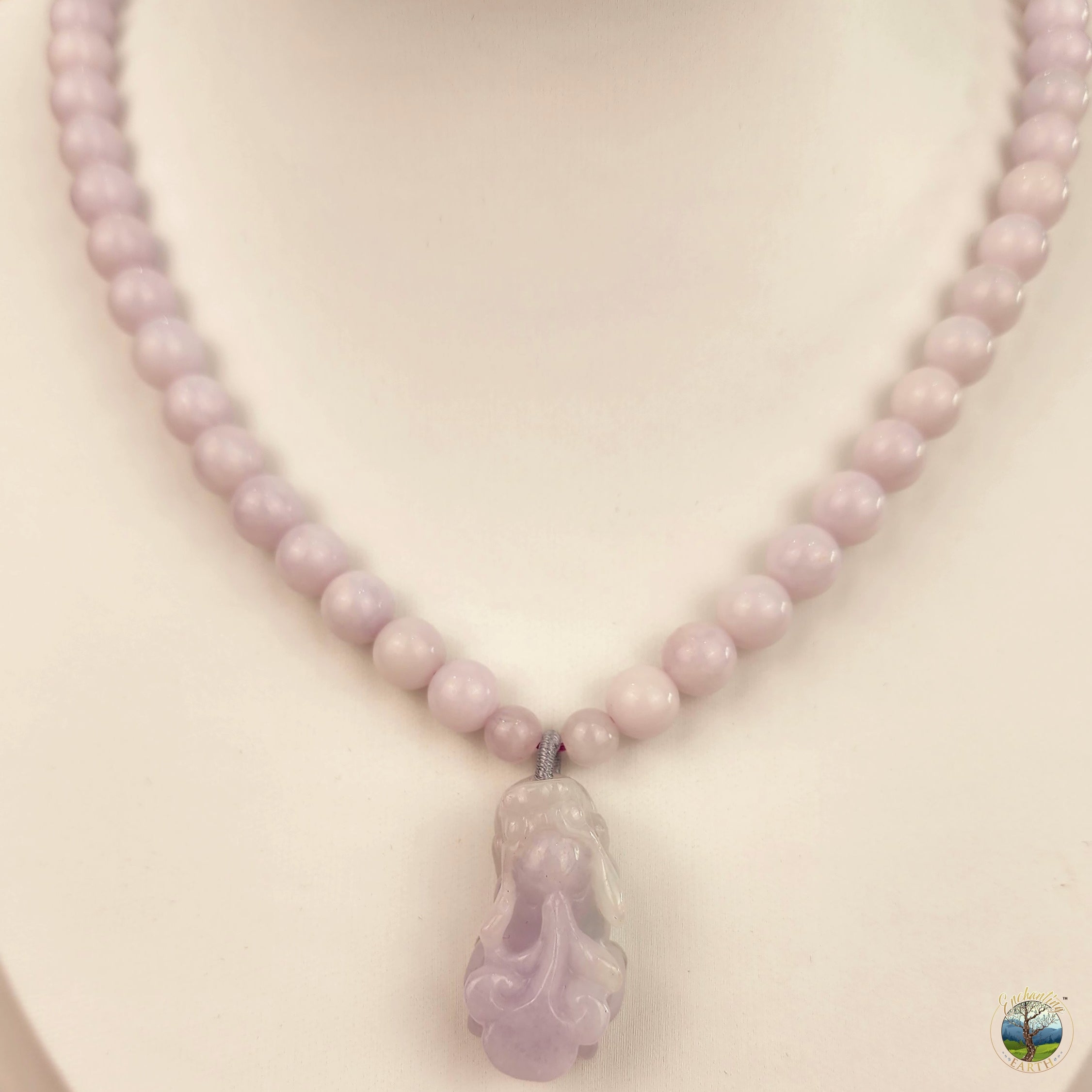 Lavender Jade Pixiu Necklace for Acceptance and Serenity
