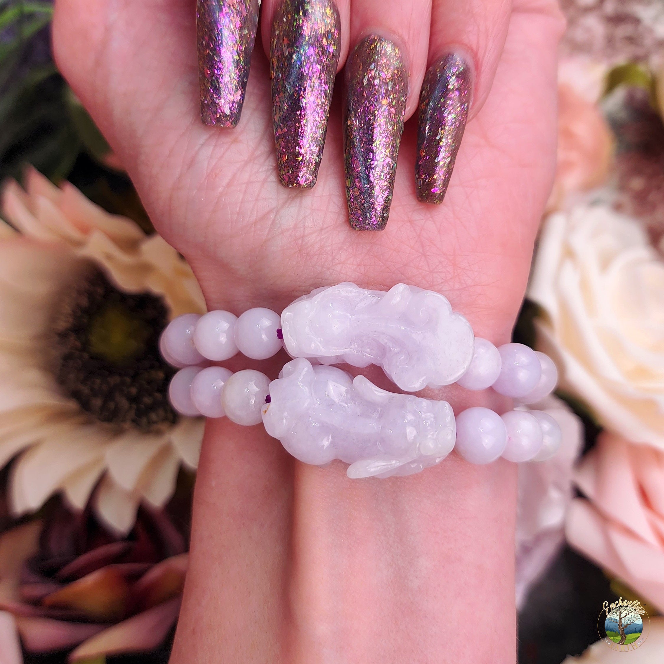 Lavender Jade Pixiu Bracelet for Acceptance and Serenity