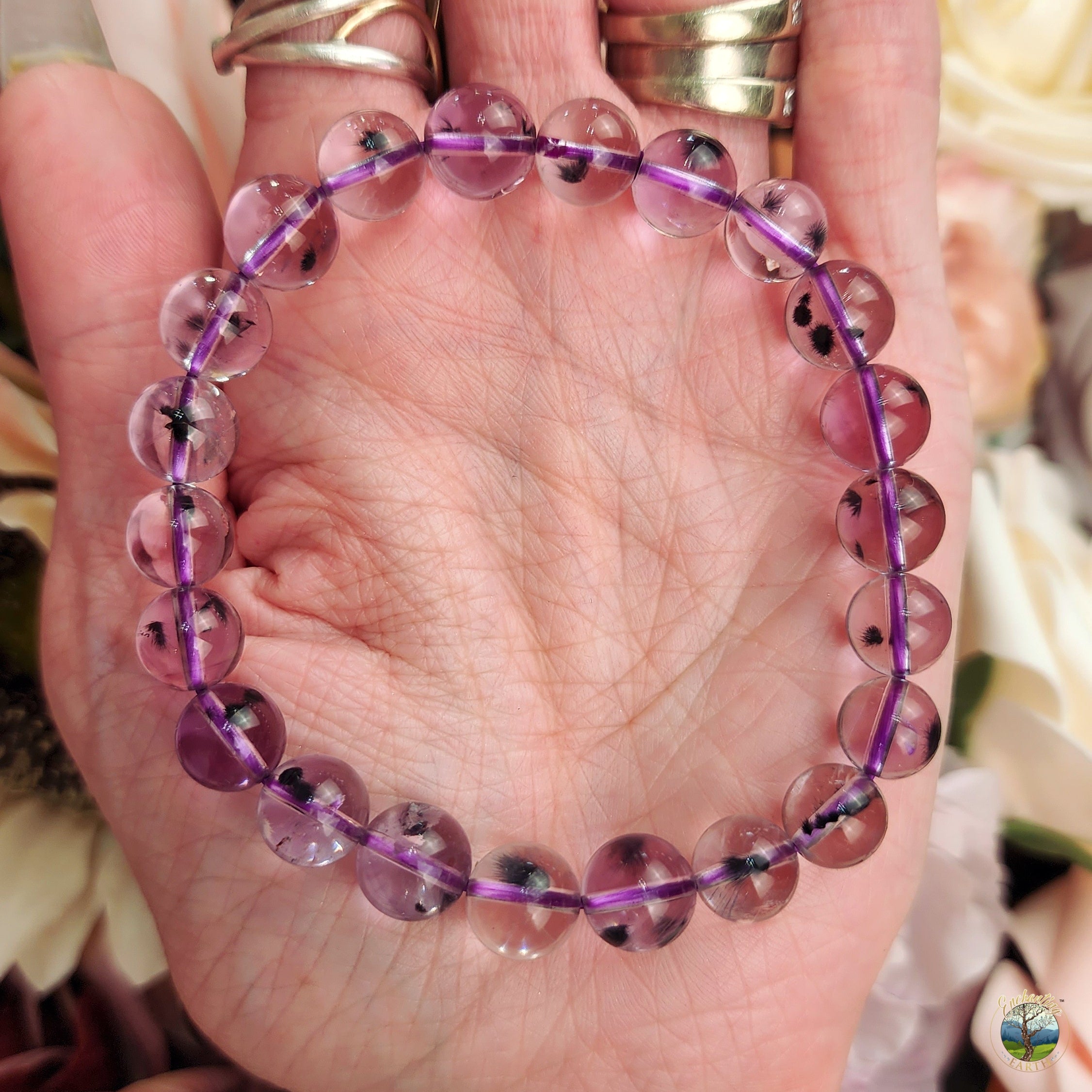 Amethyst with Hollandite Bracelet for Intuition, Connection with the Divine and Sobriety