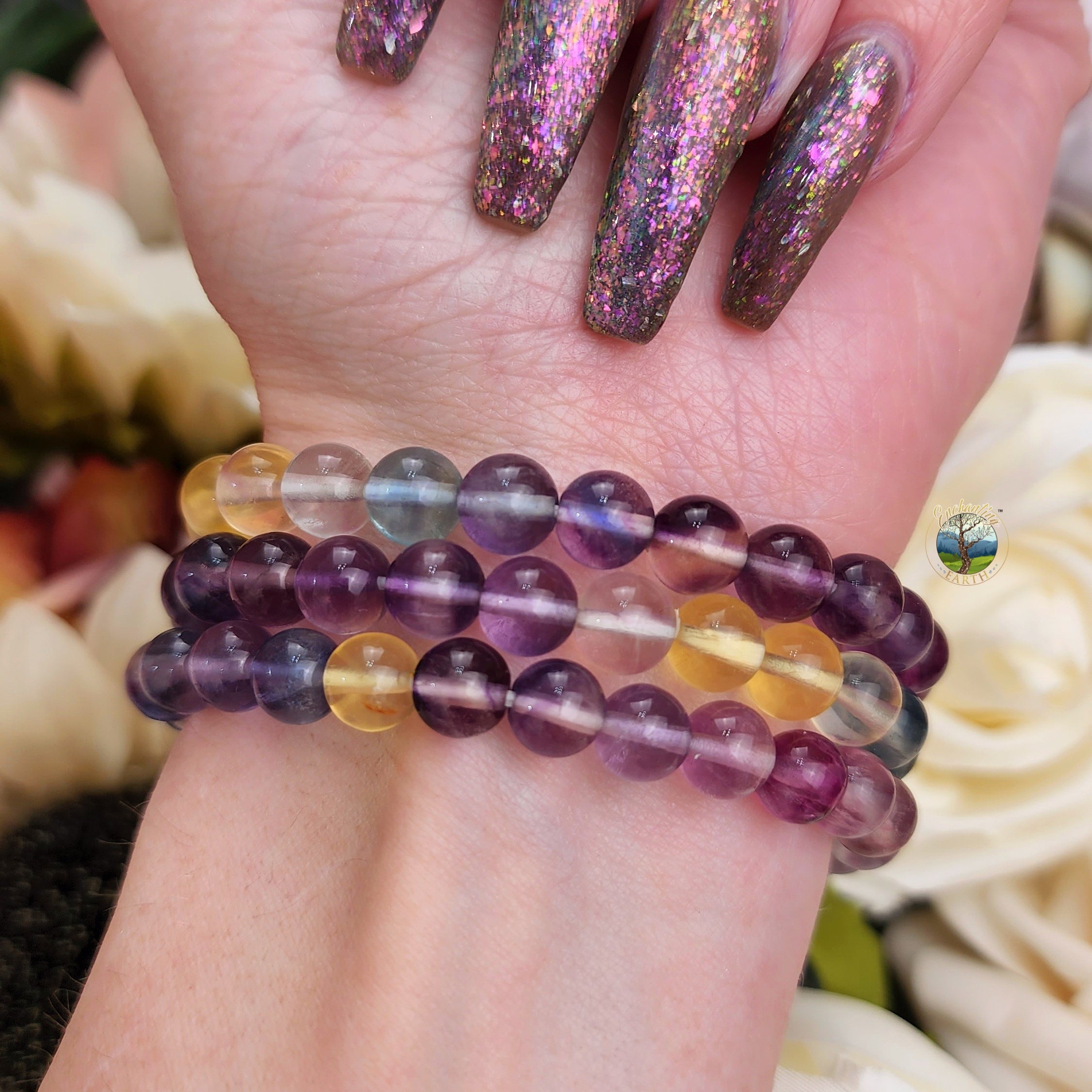 Fluorite Fall Mix Bracelet (AAA Grade) for Clarity, Focus and Strength