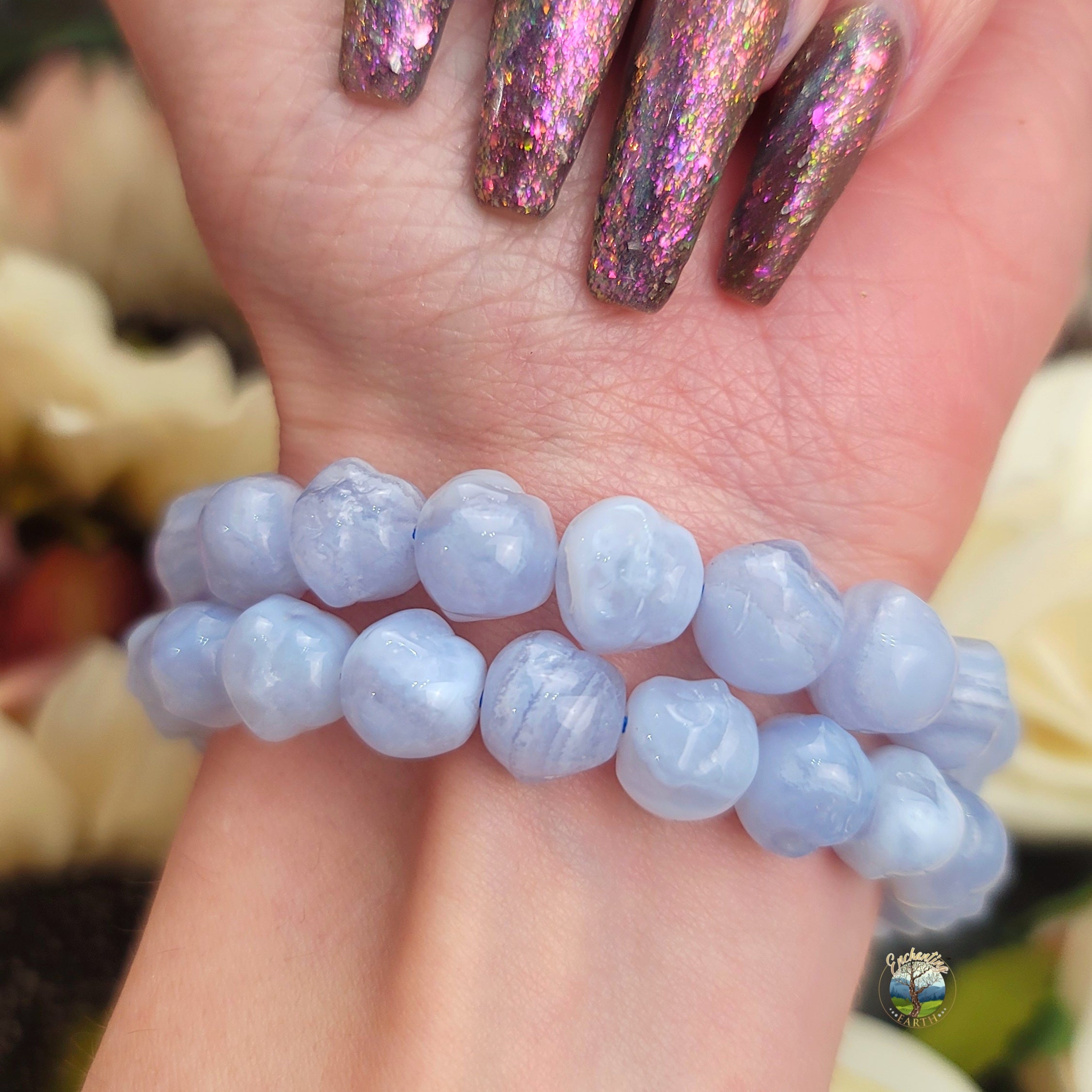 Blue Lace Agate Buddha Bracelet (AAA Grade) for Helping you find your Voice