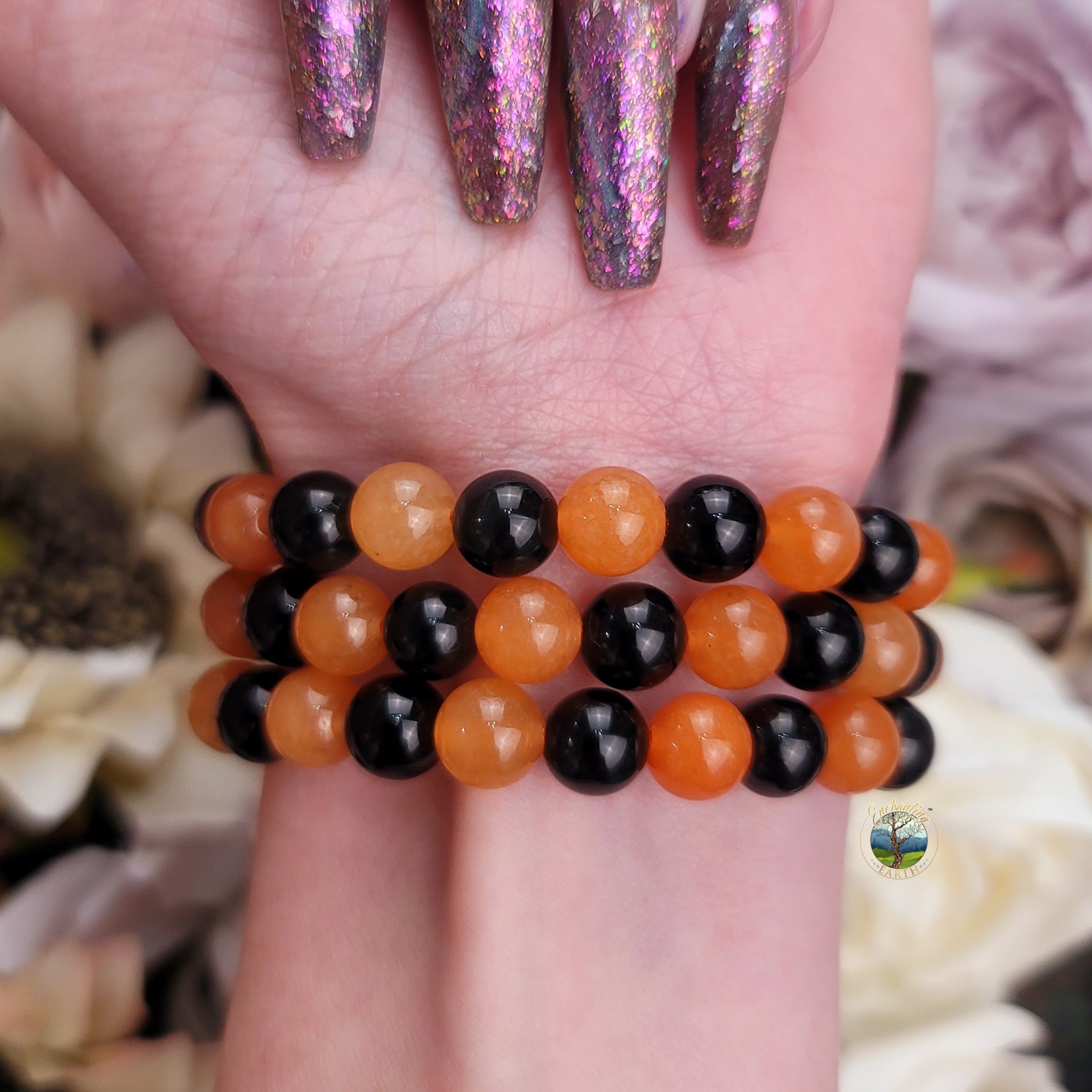 This is Halloween! Obsidian & Orange Aventurine Bracelet for Grounding and Protection
