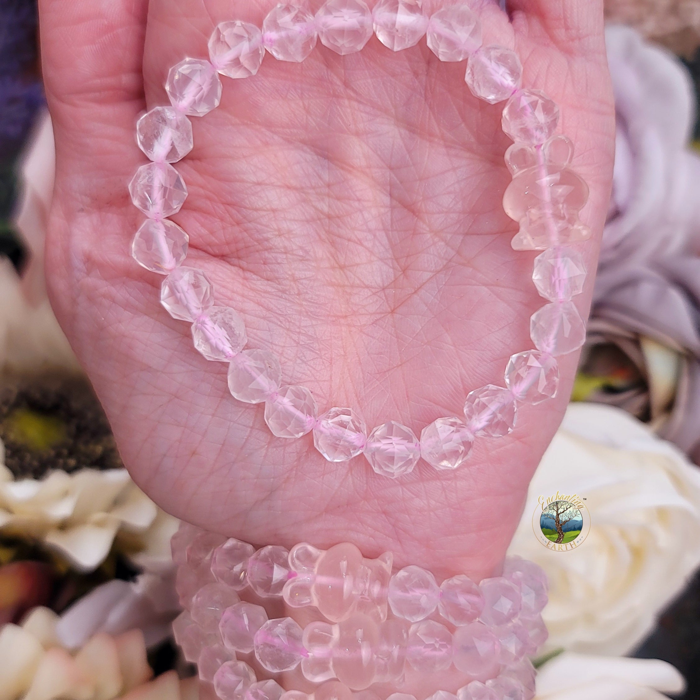 Rose Quartz Bunny Faceted Bracelet for Opening Your Heart to Love