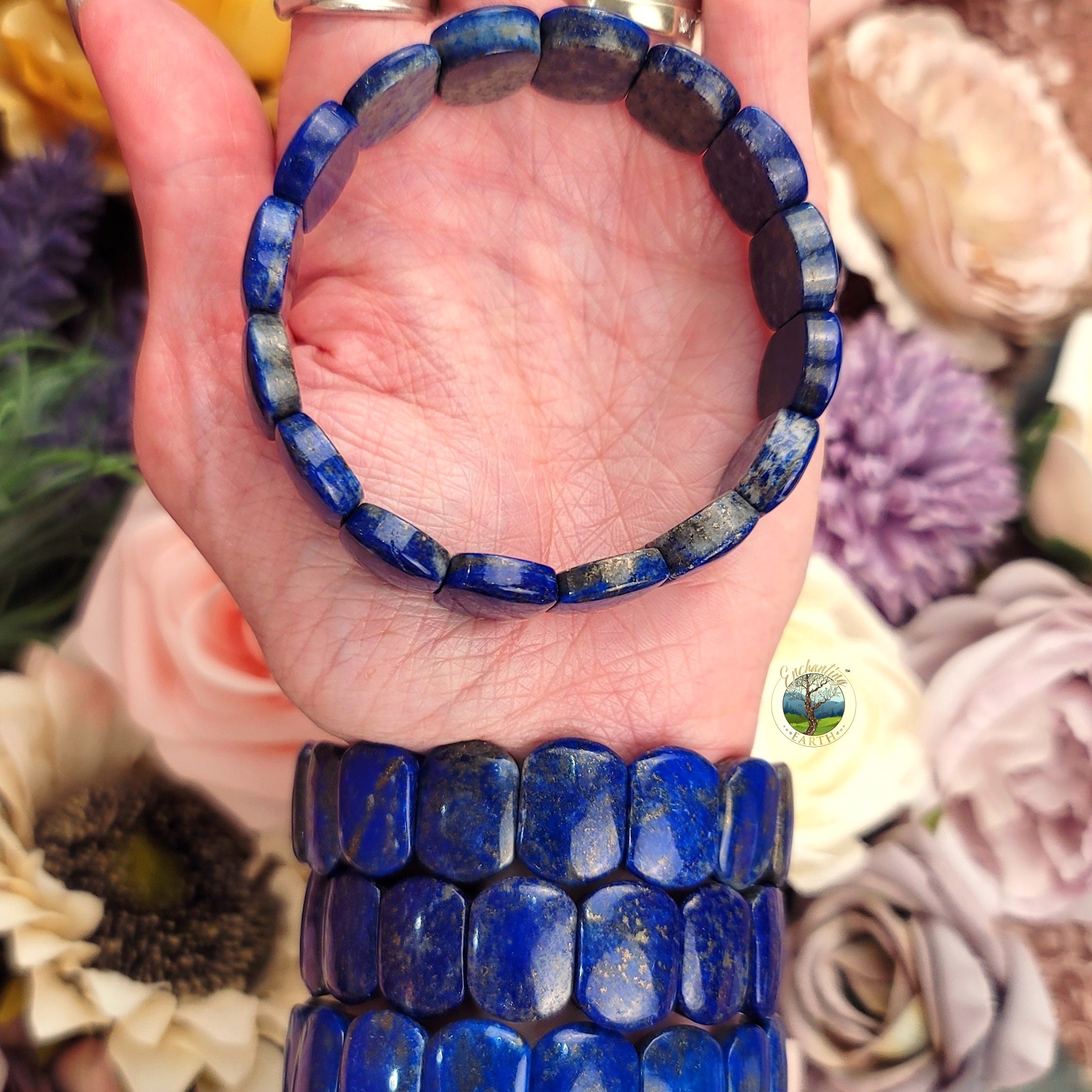 Lapis Lazuli Stretchy Bangle Bracelet for Confidence, Intuition and Power