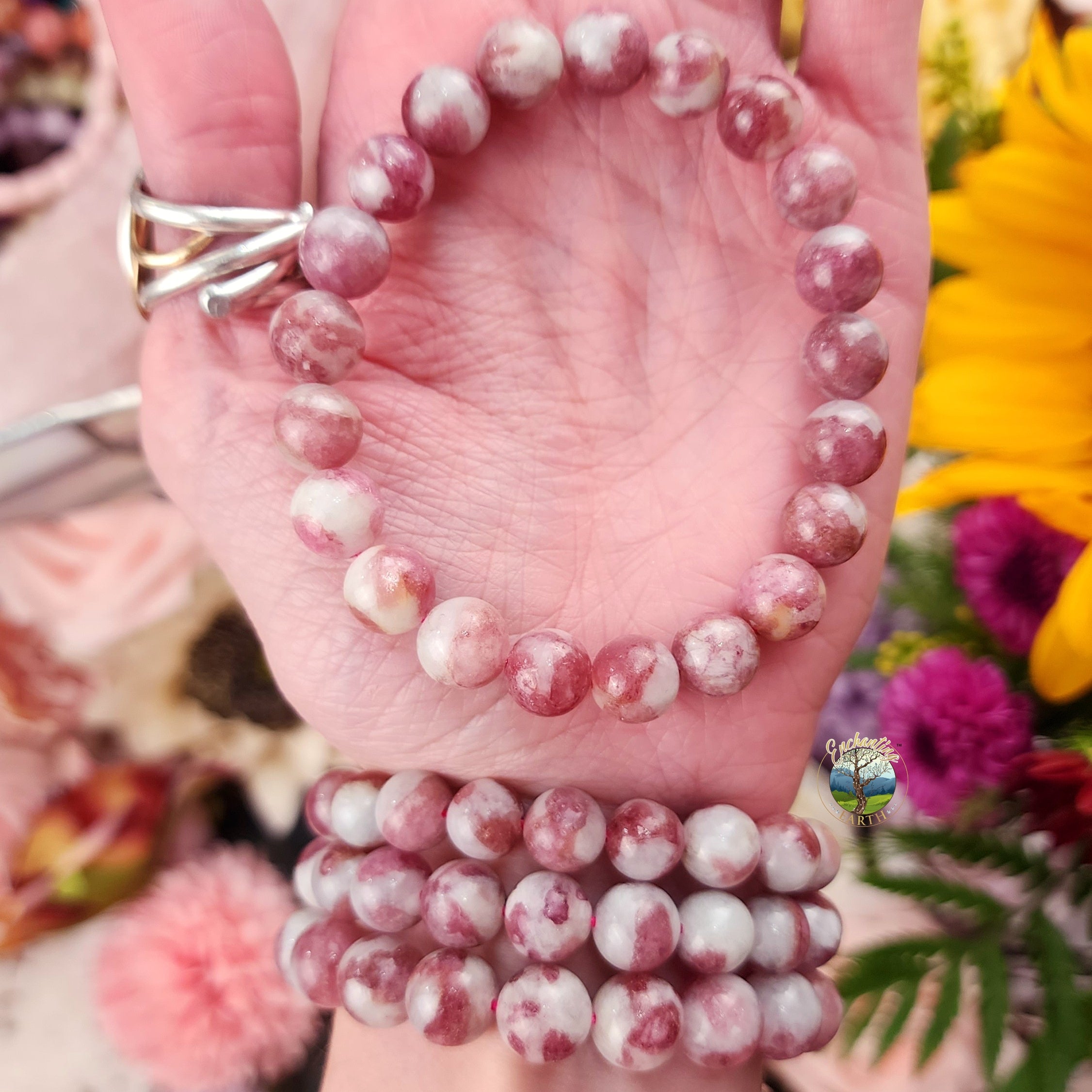 Pink Tourmaline in Quartz Bracelet for Emotional Healing, Joy and Love