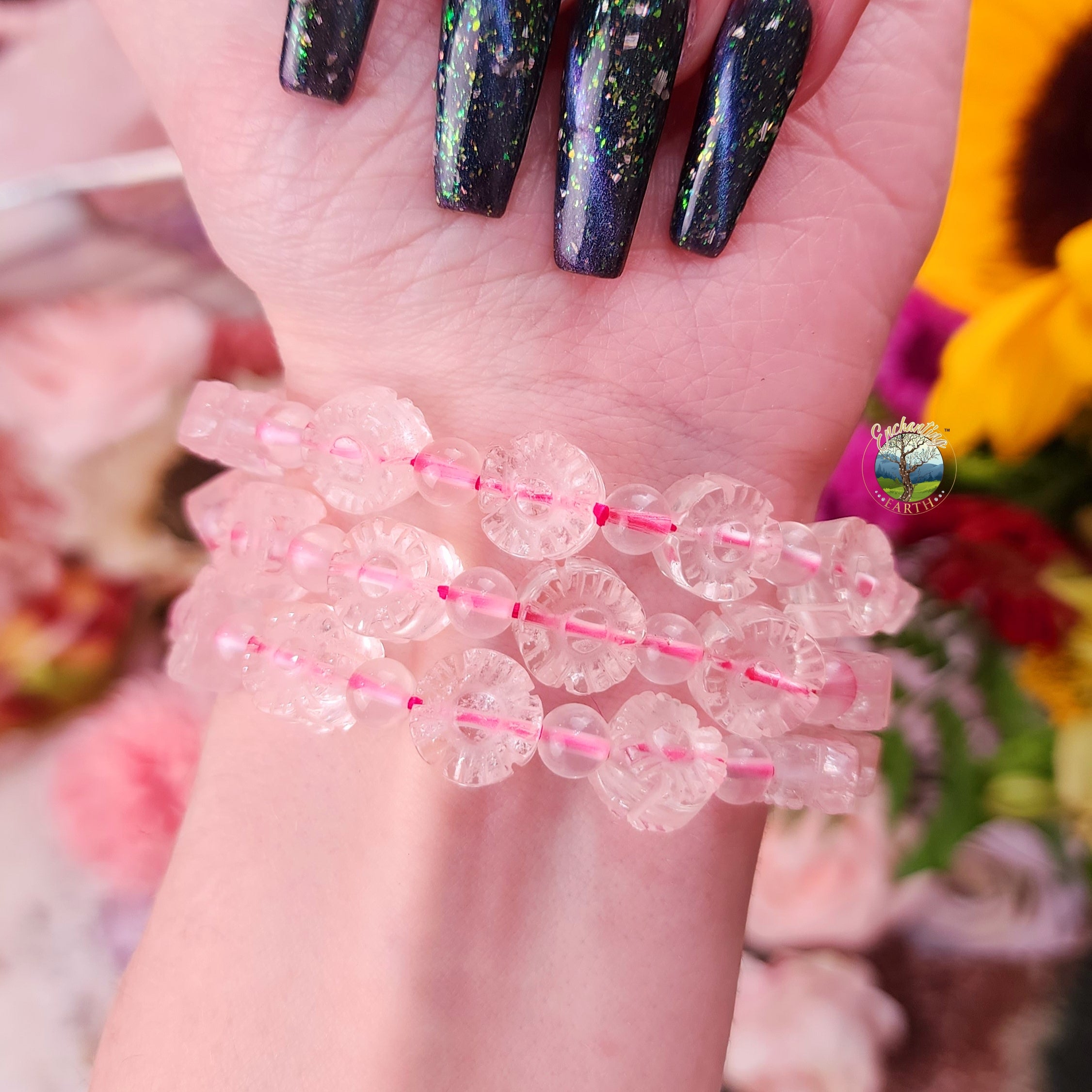 Rose Quartz Flower Power Bracelet for Opening Your Heart to Love