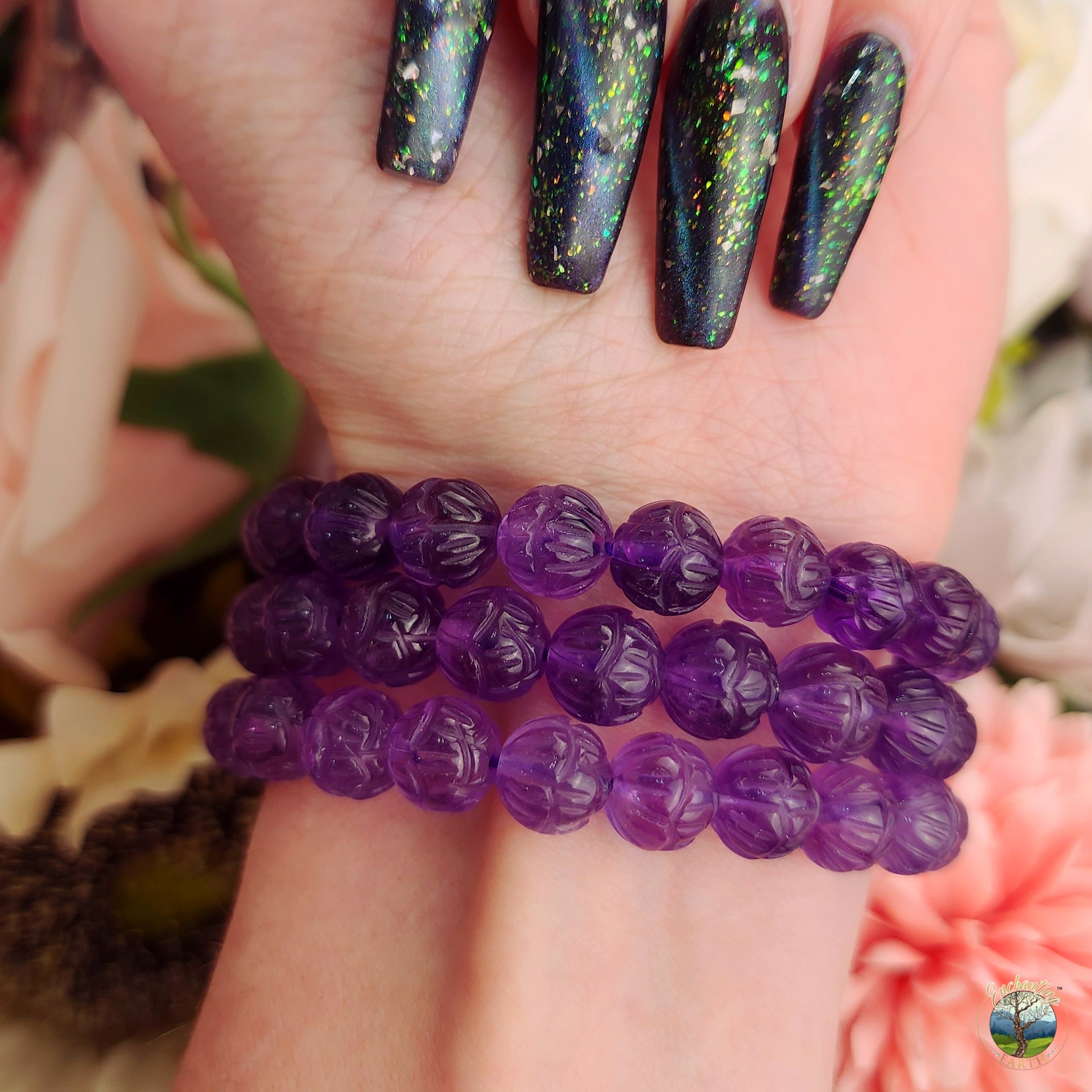 Amethyst Lotus Bracelet for Intuition, Connection with the Divine and Sobriety