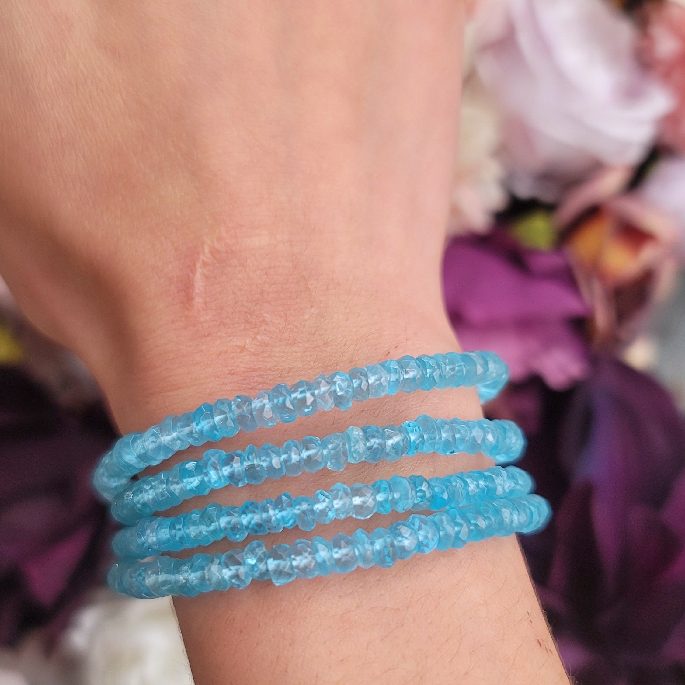 Paraiba Blue Apatite Faceted Bracelet for Focus, Inspiration and Healthy Diet