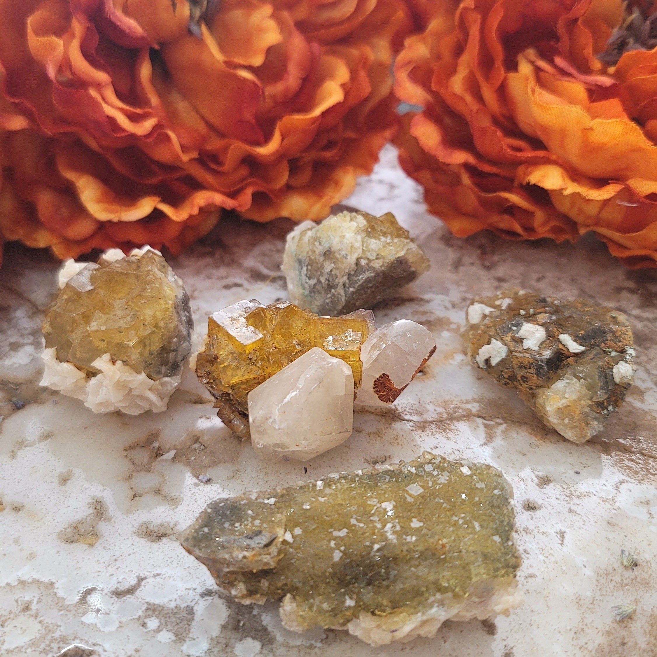 Yellow Fluorite with Calcite Raw Cluster for Confidence, Focus and Memory