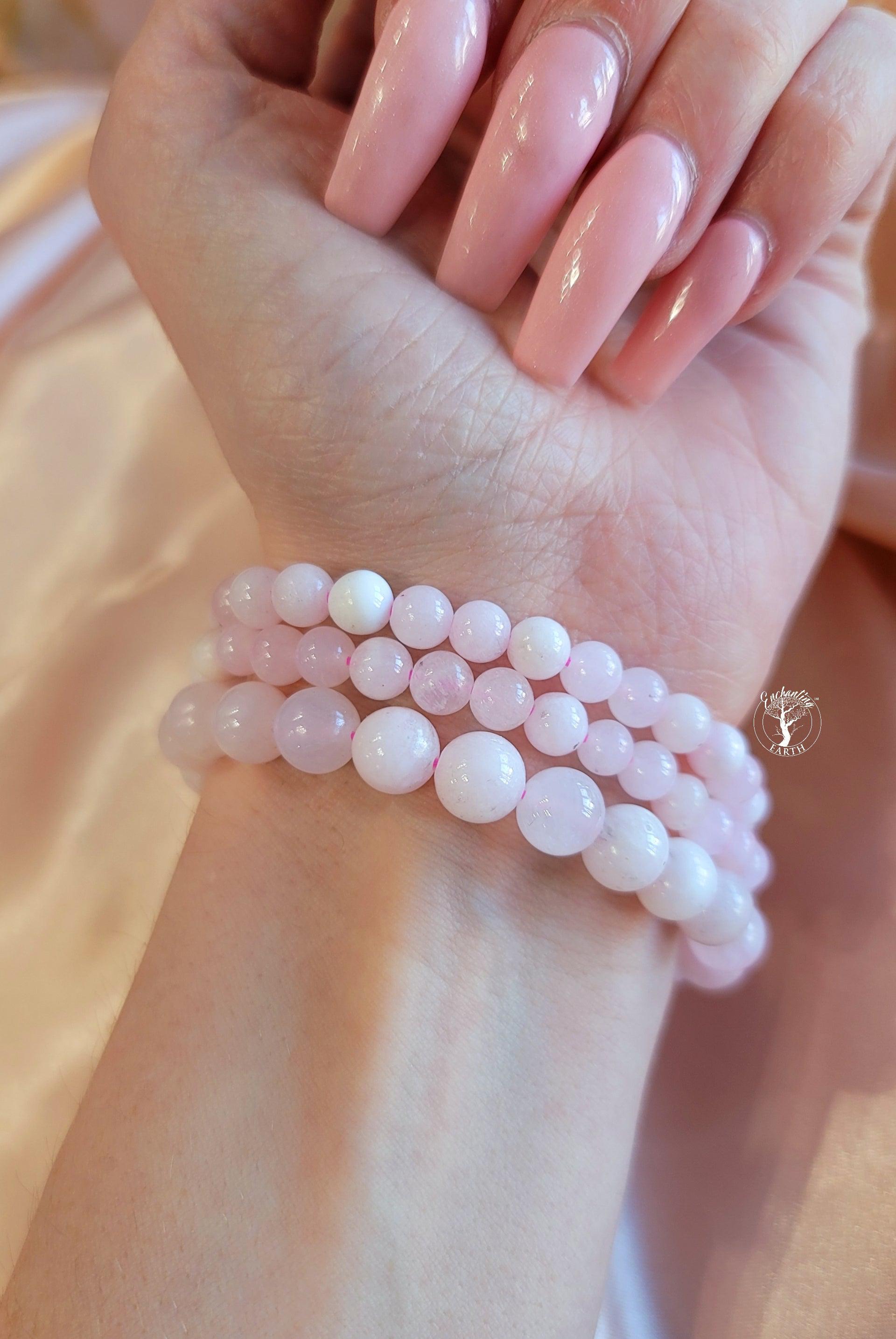 Pink Calcite Bracelet for Compassion, Conflict Resolution and Emotional Healing