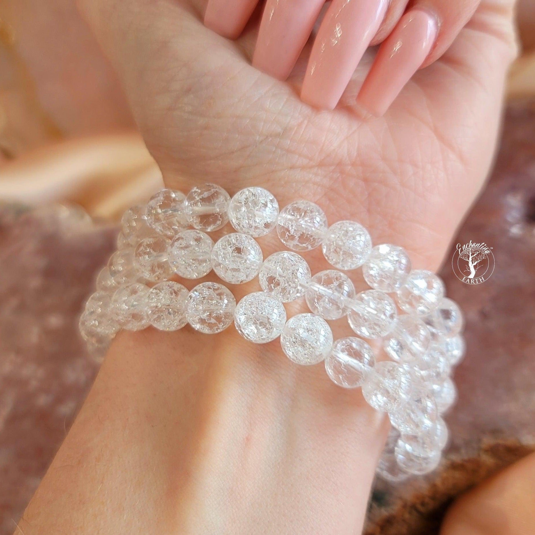 Crackle Quartz (Fire & Ice) Bracelet for Connection with your Higher Self
