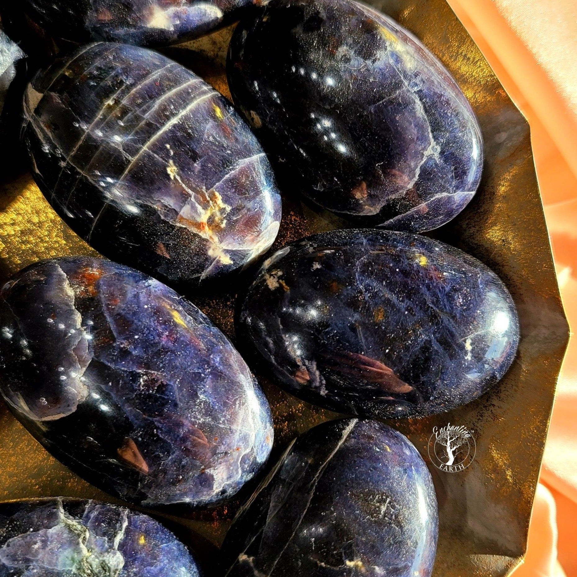 Iolite with Sunstone Palm for Sharp Intuition & Visions