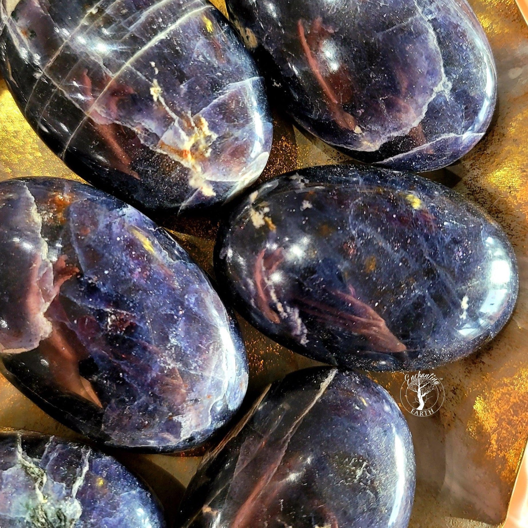 Iolite with Sunstone Palm for Sharp Intuition & Visions