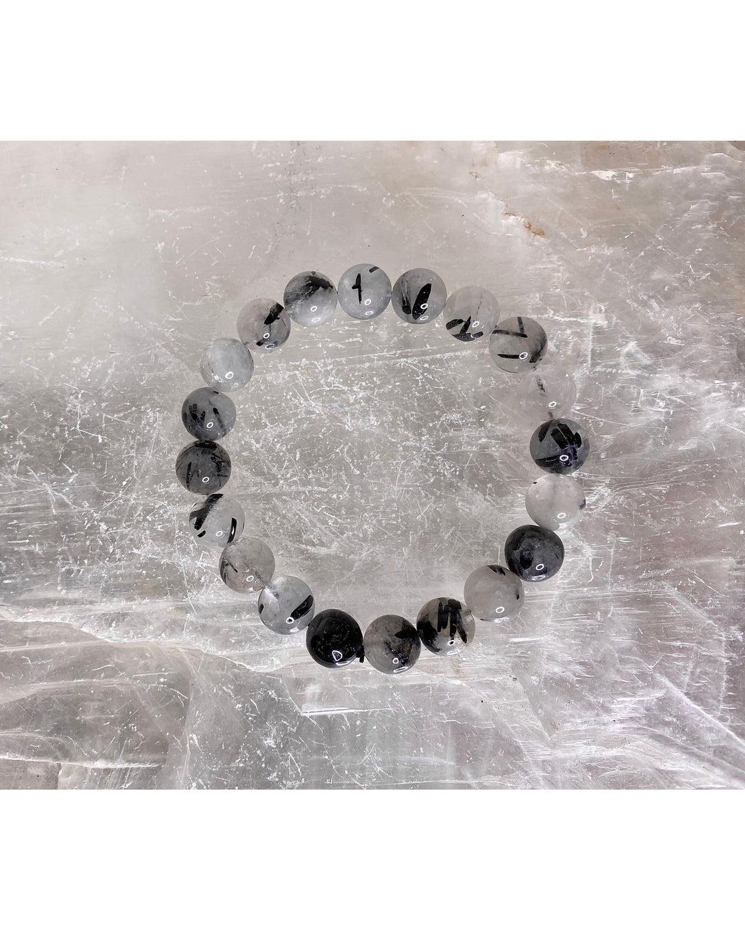 Black Tourmaline Rutilated Quartz Bracelet for Amplified Protection
