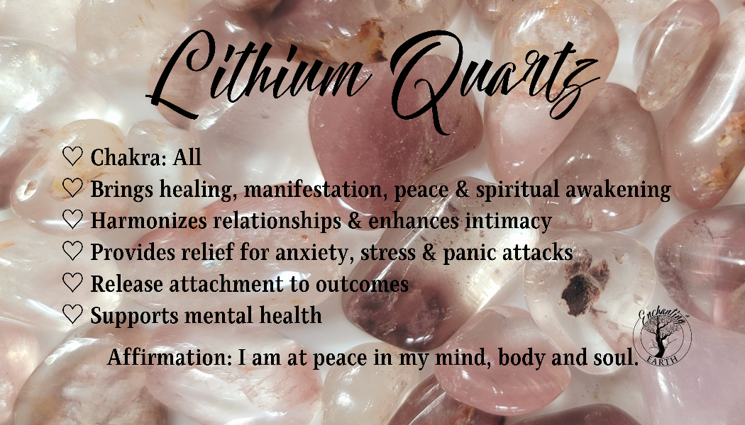 Lithium Quartz Tumble for Manifestation, Mental Health & Stress Relief