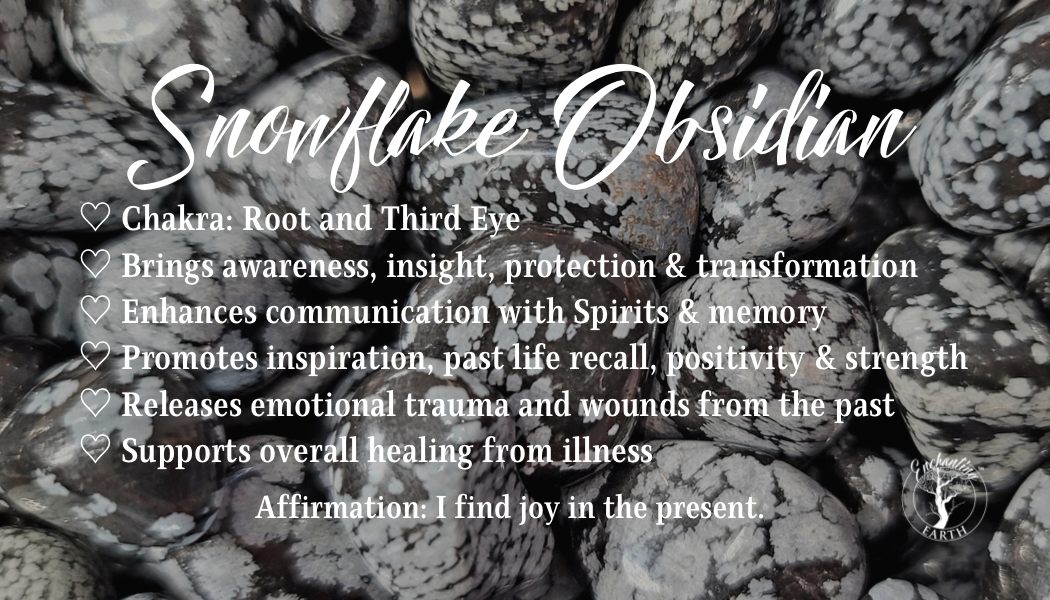 Snowflake Obsidian Tumble for Awareness, Emotional Healing & Memory